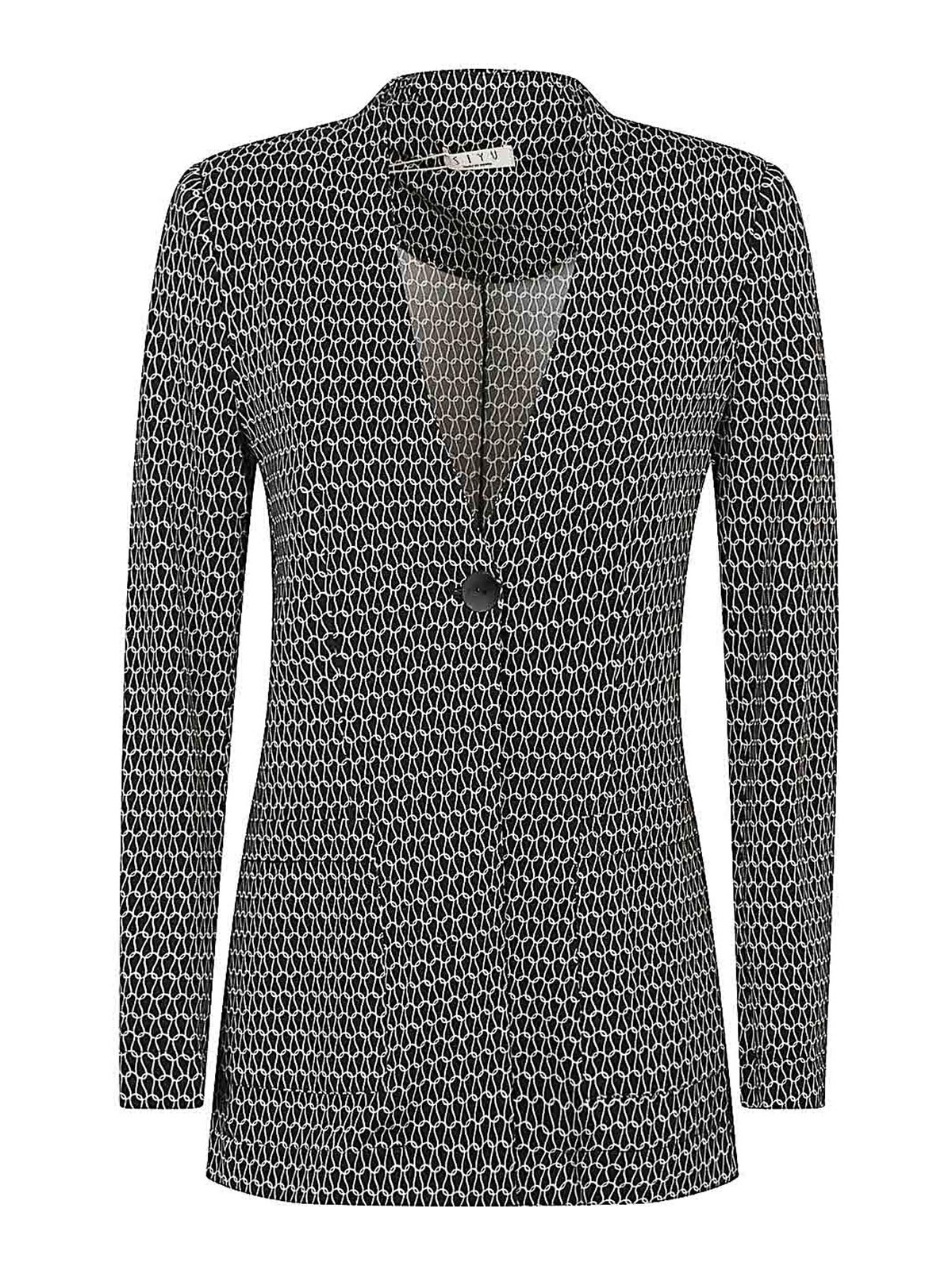 Siyu Black Printed Single-breasted Blazer In Multi