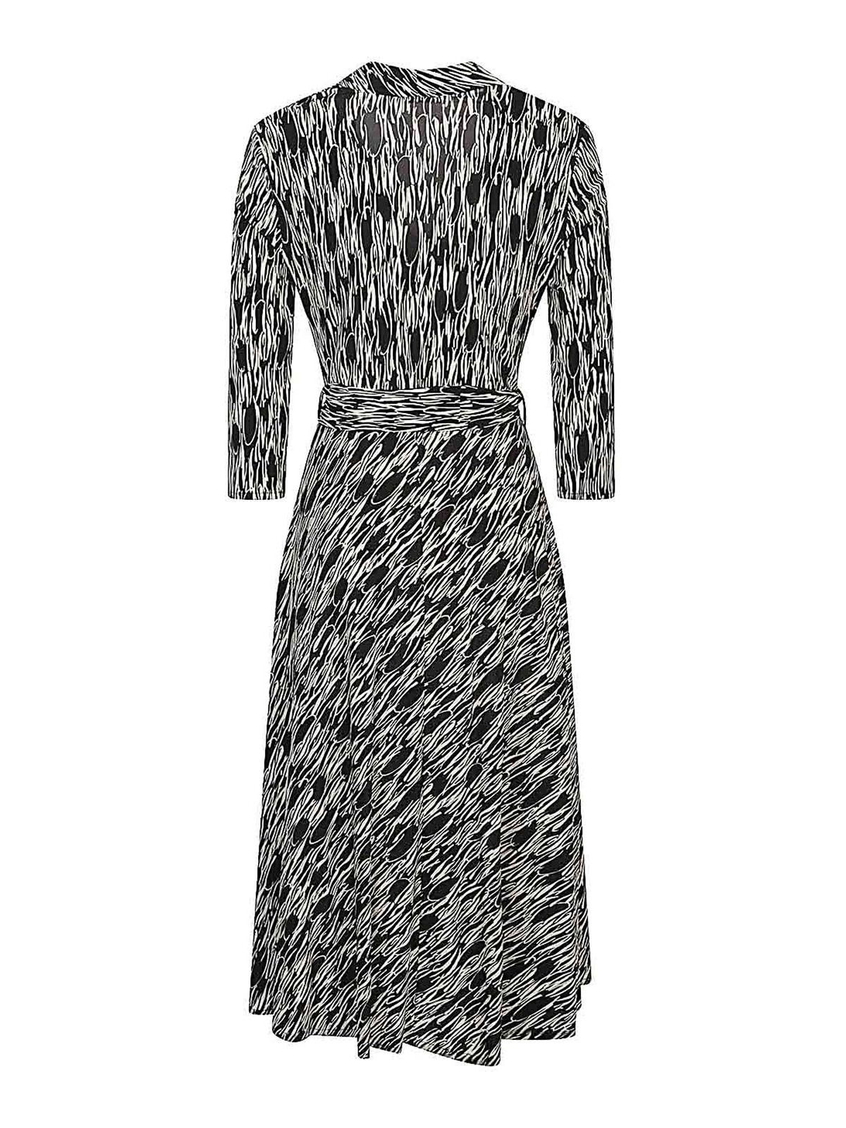 Siyu Abstract-print Belted-waist Midi Dress In Black