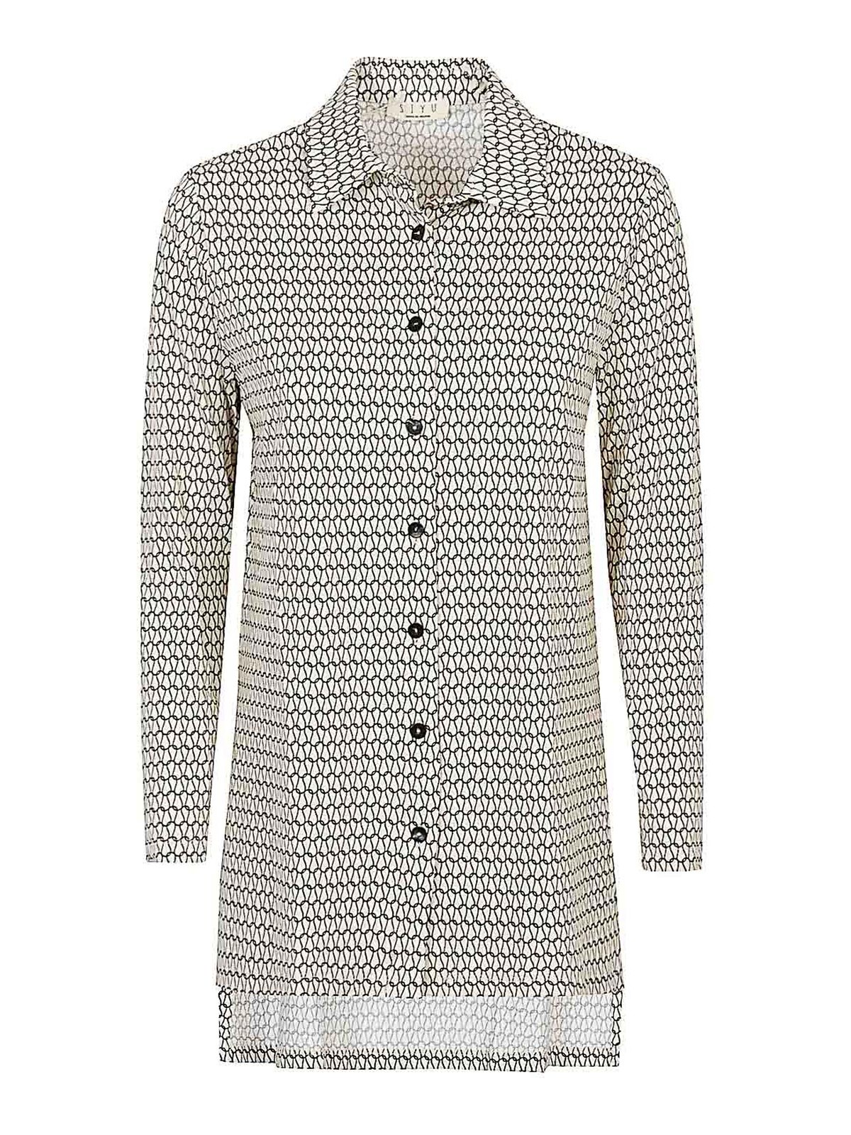 Siyu Long-sleeve Polo-collar Shirt In Black