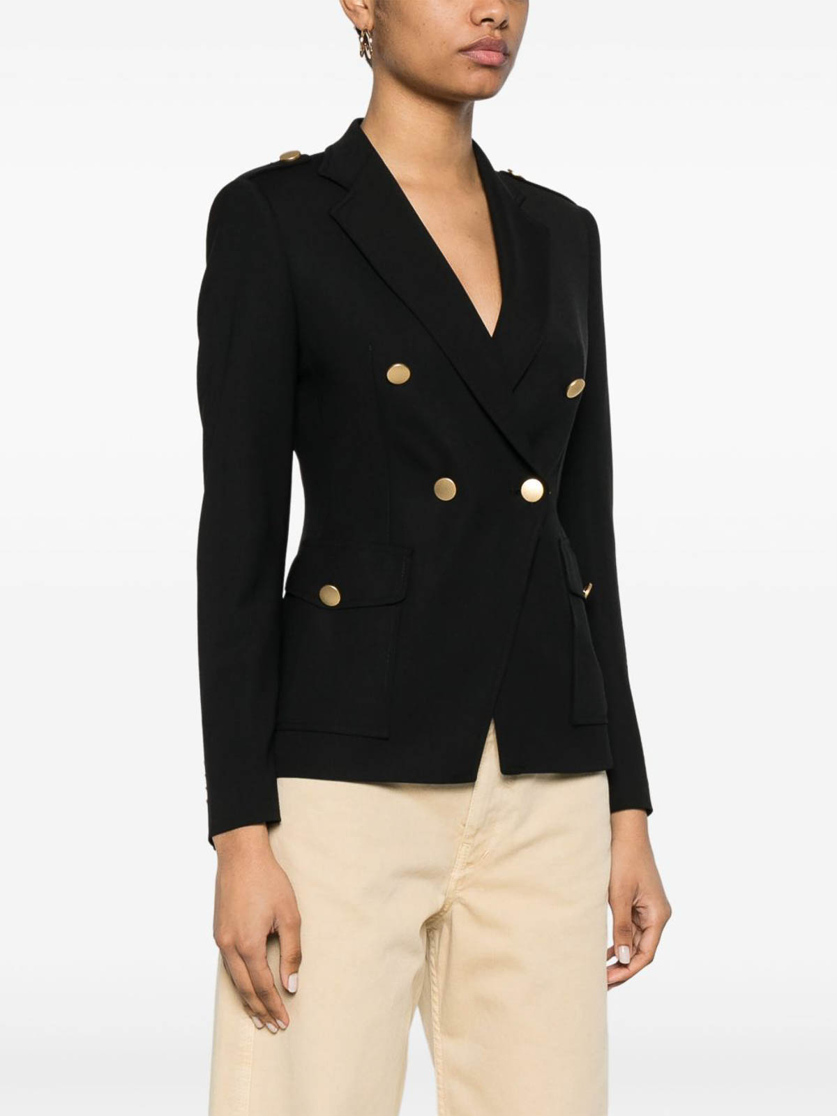 Tagliatore Wool Double-breasted Jacket Dart Detailing In Black