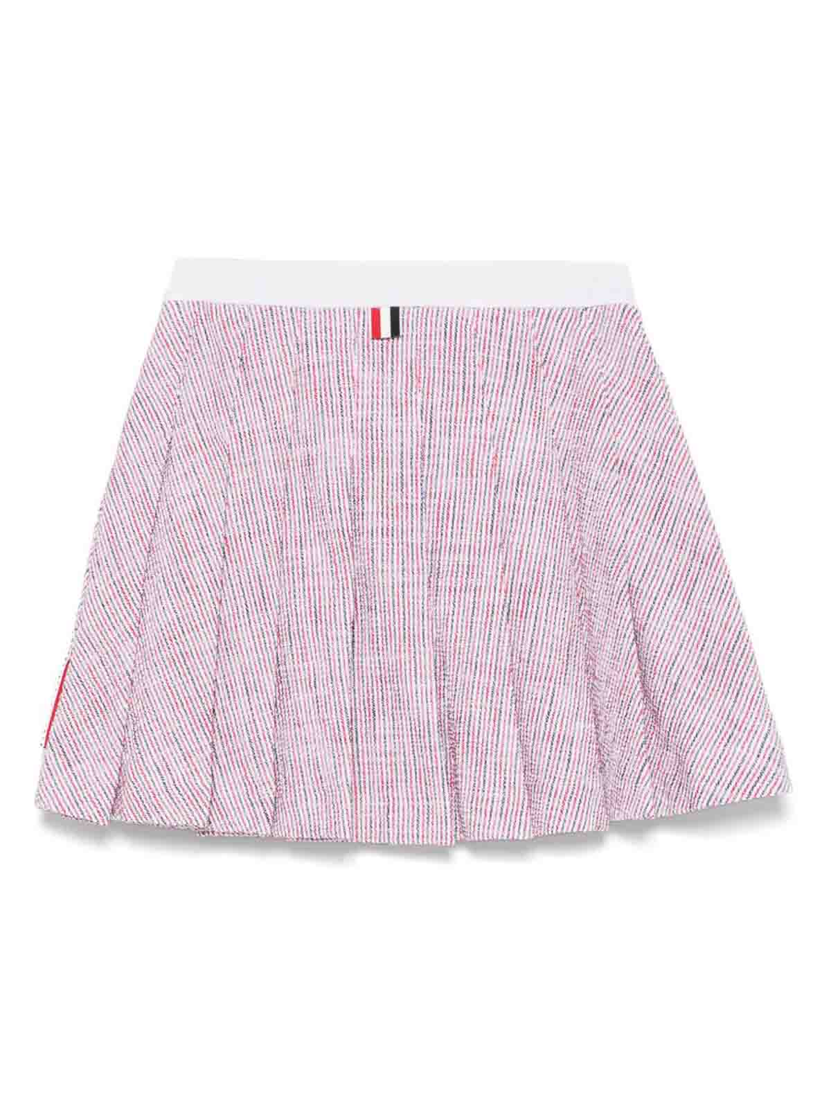 Thom Browne Rwb Cotton Mini Skirt In Pink