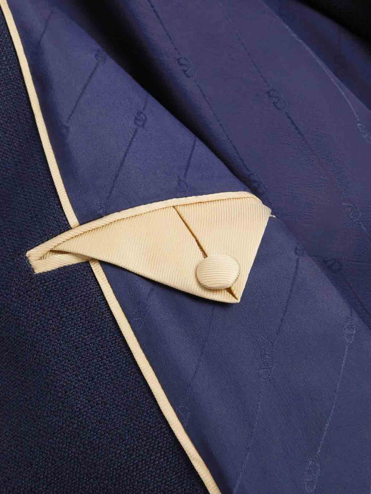 Valentino Single Breasted Viscose Blazer With Bow In Blue