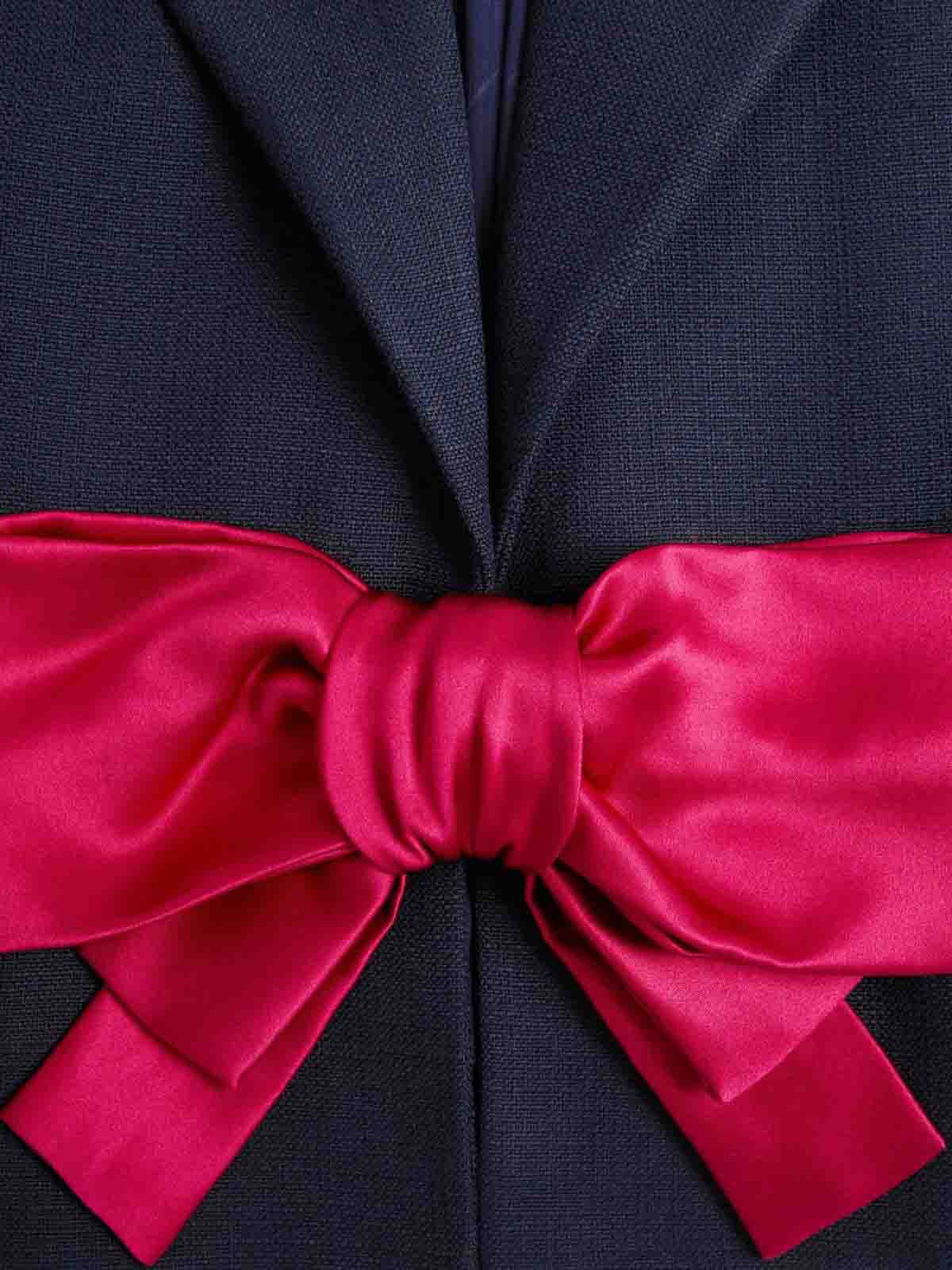 Valentino Single Breasted Viscose Blazer With Bow In Blue
