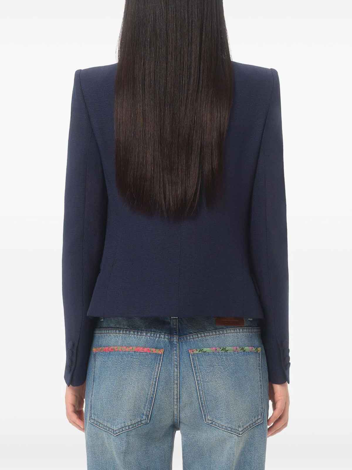 Valentino Single Breasted Viscose Blazer With Bow In Blue