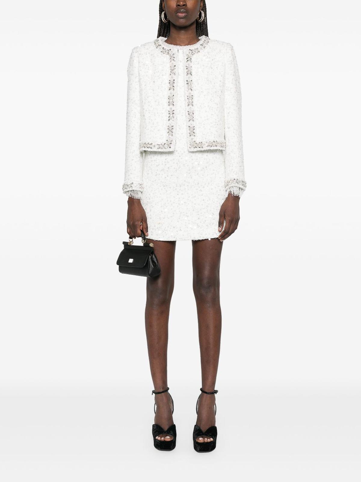 Alice And Olivia Embroidered Short Jacket In White