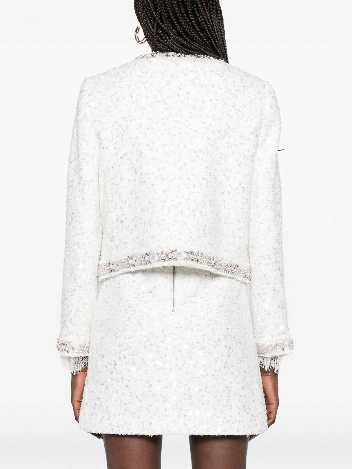 Alice And Olivia Embroidered Short Jacket In White