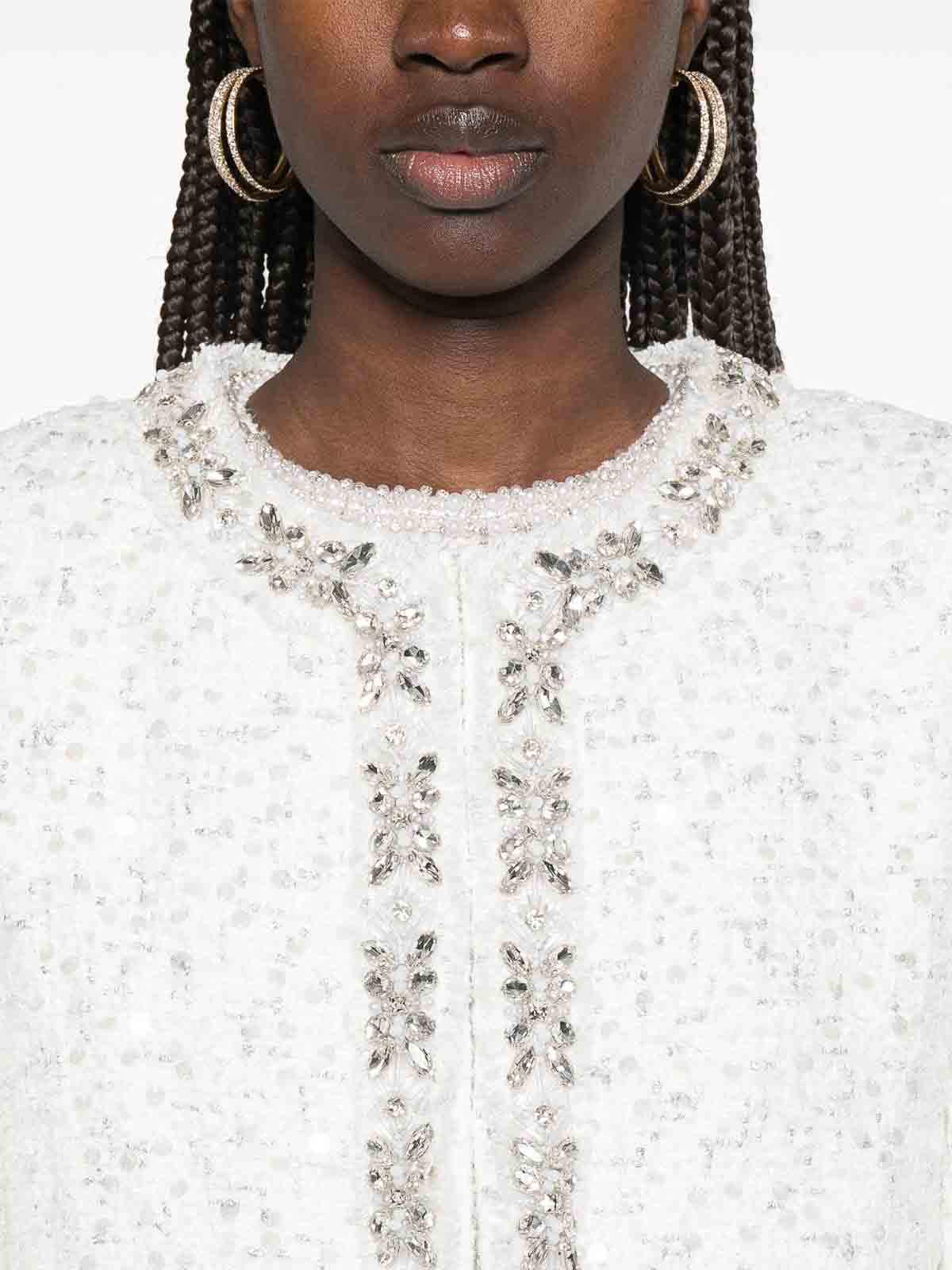 Alice And Olivia Embroidered Short Jacket In White