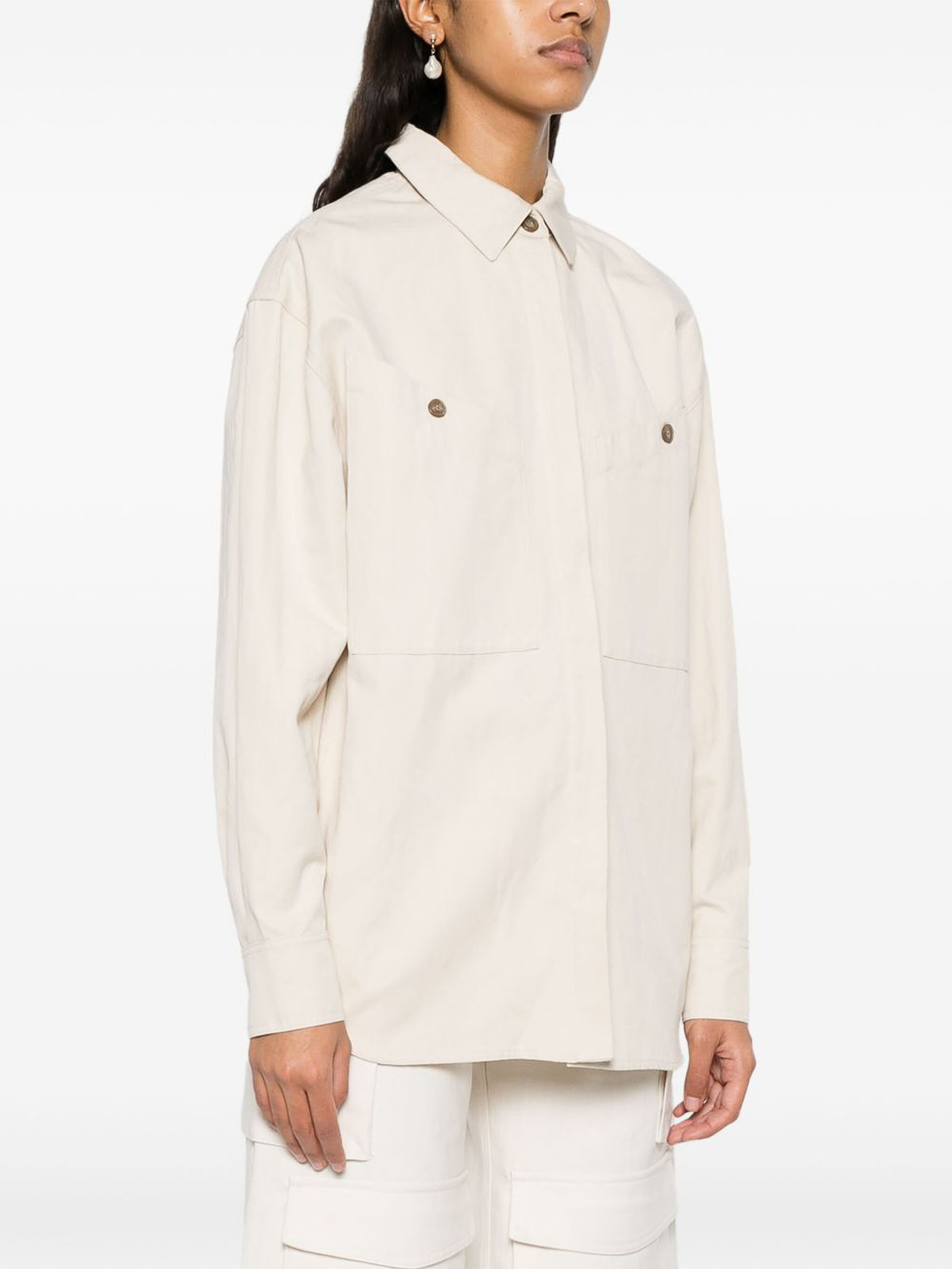 Iro Cotton Shirt With Long Sleeves And Collar In Neutral