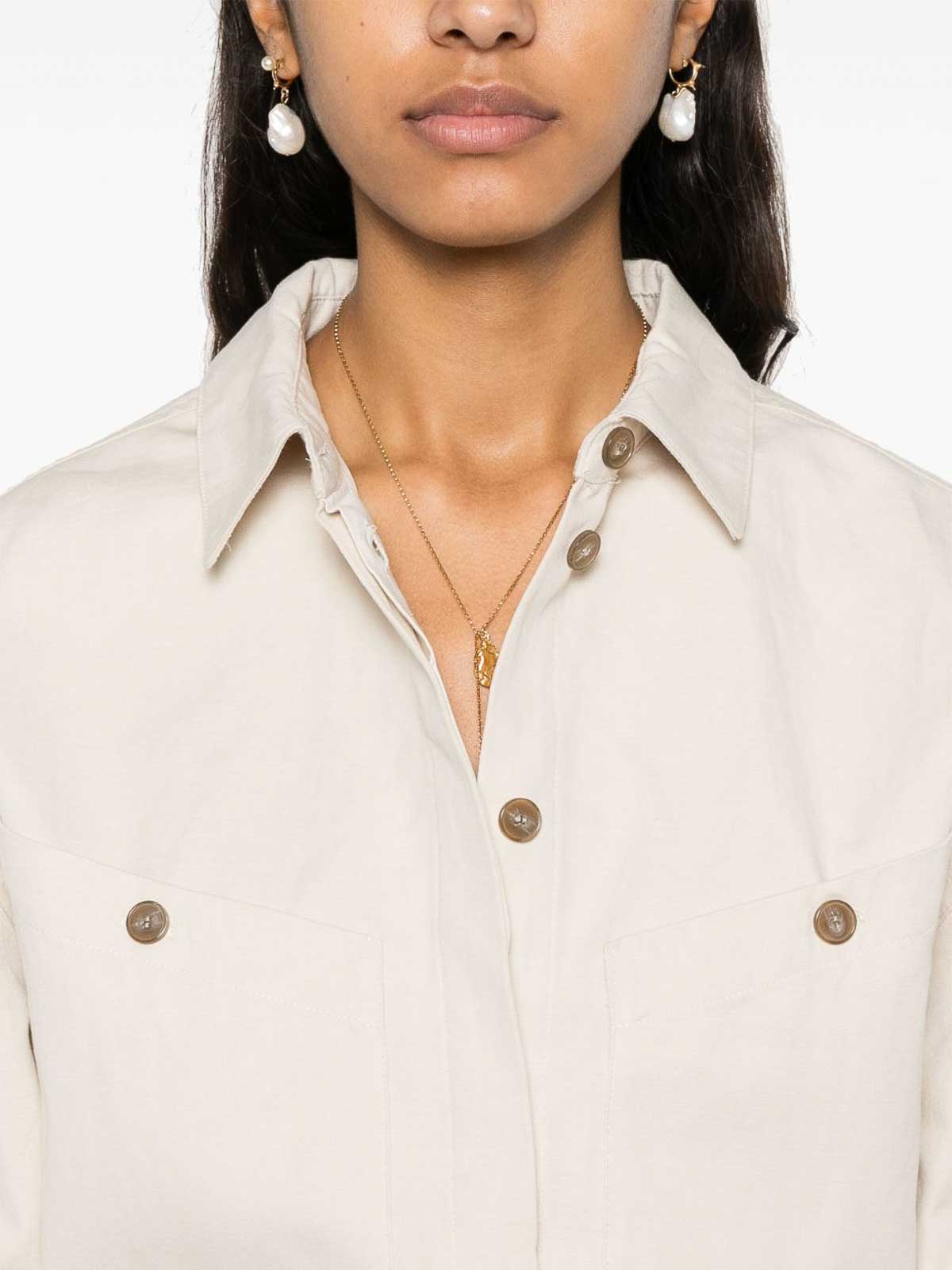Iro Cotton Shirt With Long Sleeves And Collar In Neutral