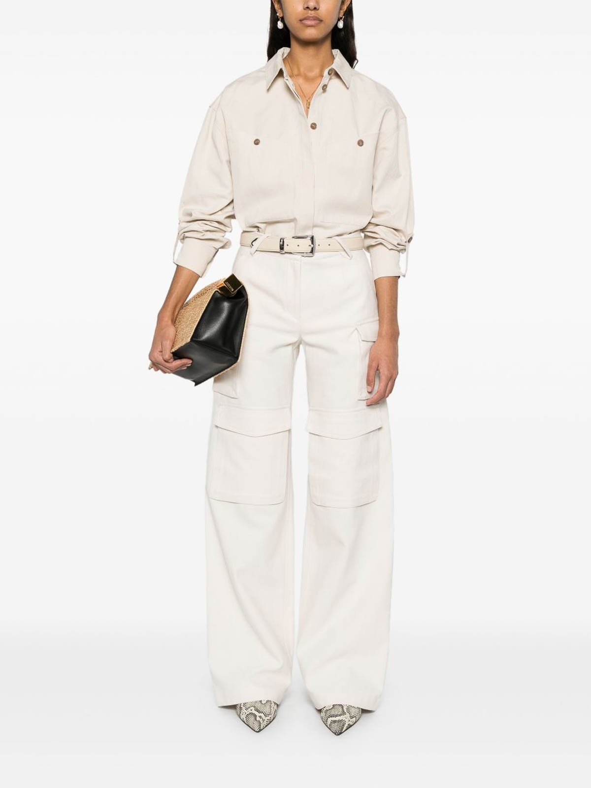 Iro Cotton Shirt With Long Sleeves And Collar In Neutral