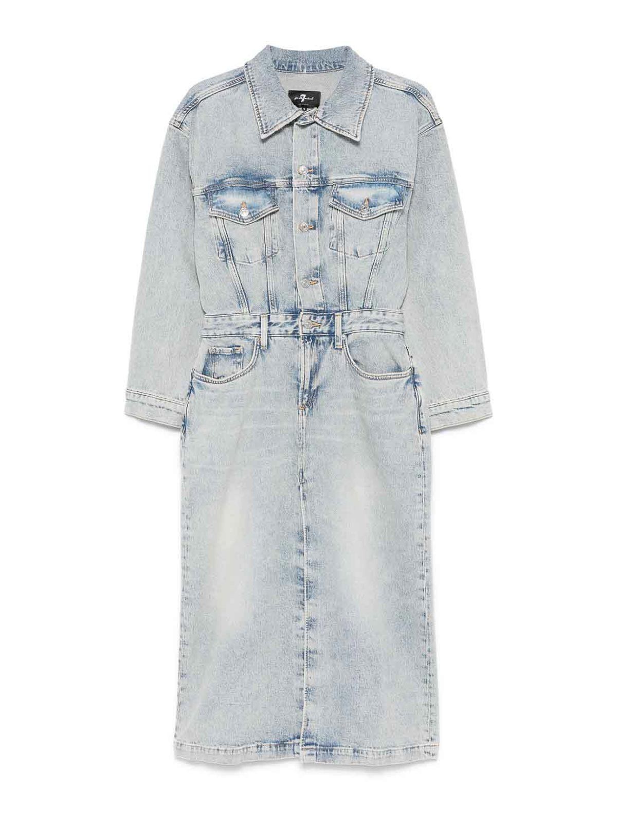 Blue Seven Abito Donna Camicetta Casual, Con Colletto, Cintura E Tasche, Vestito Midi