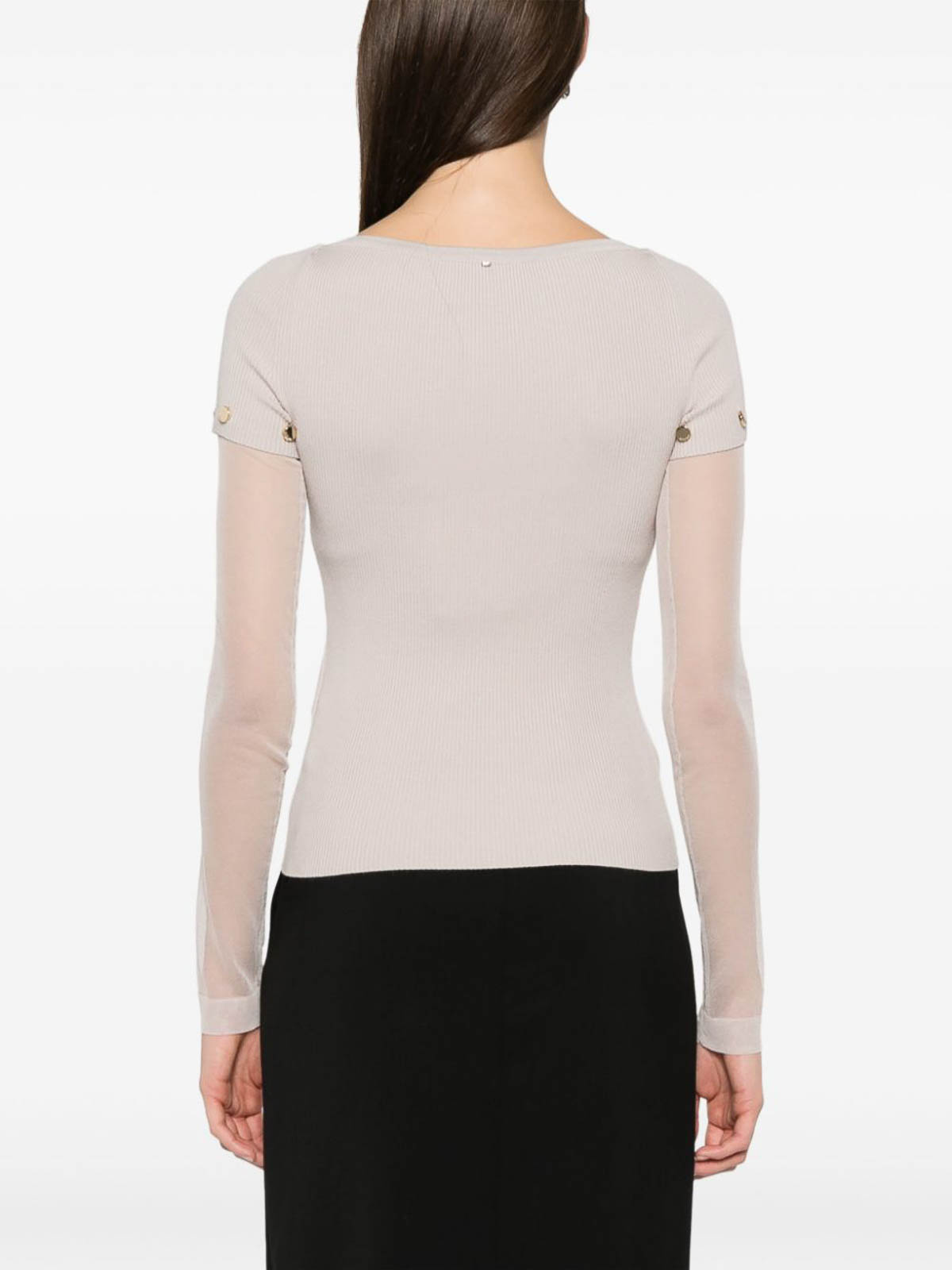 Sportmax Layered Chenille Crewneck Sweater With Detachable Sleeves In Neutral