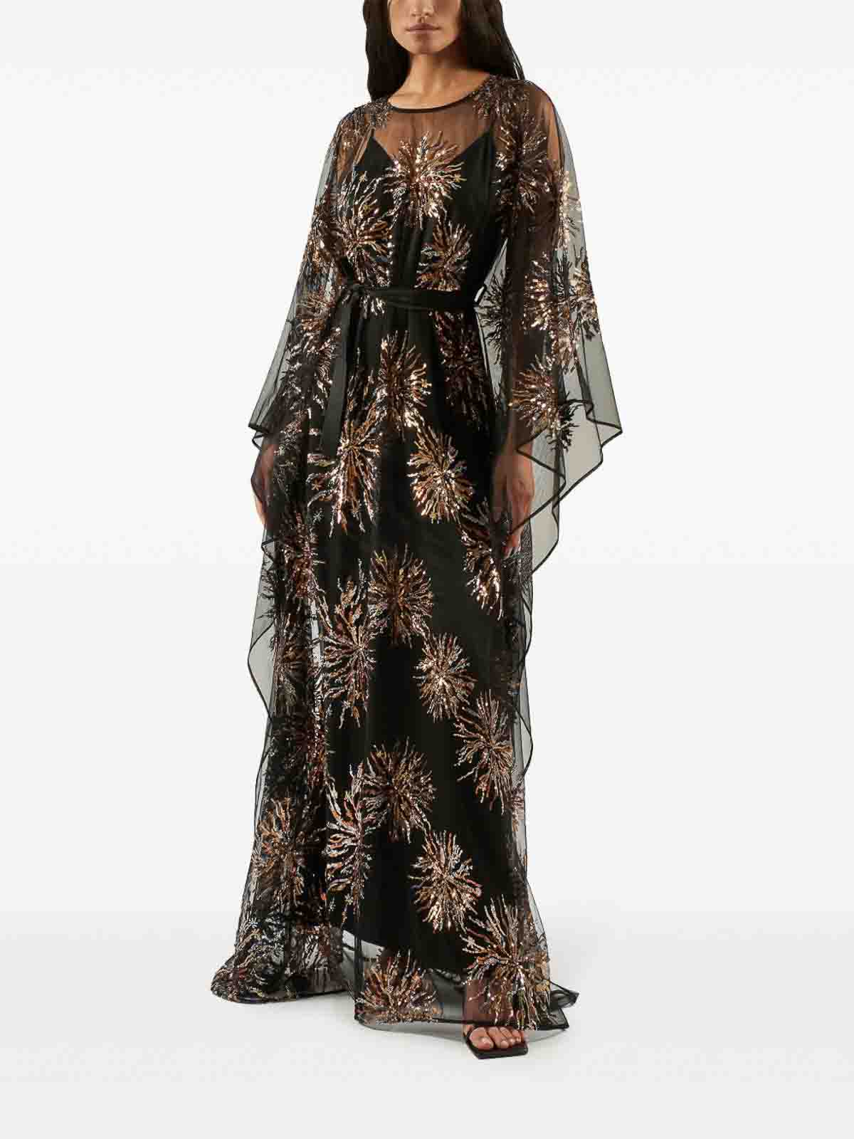 Taller Marmo Sunburst Long Sleeve Kaftan With Sequin Embellishment In Multi