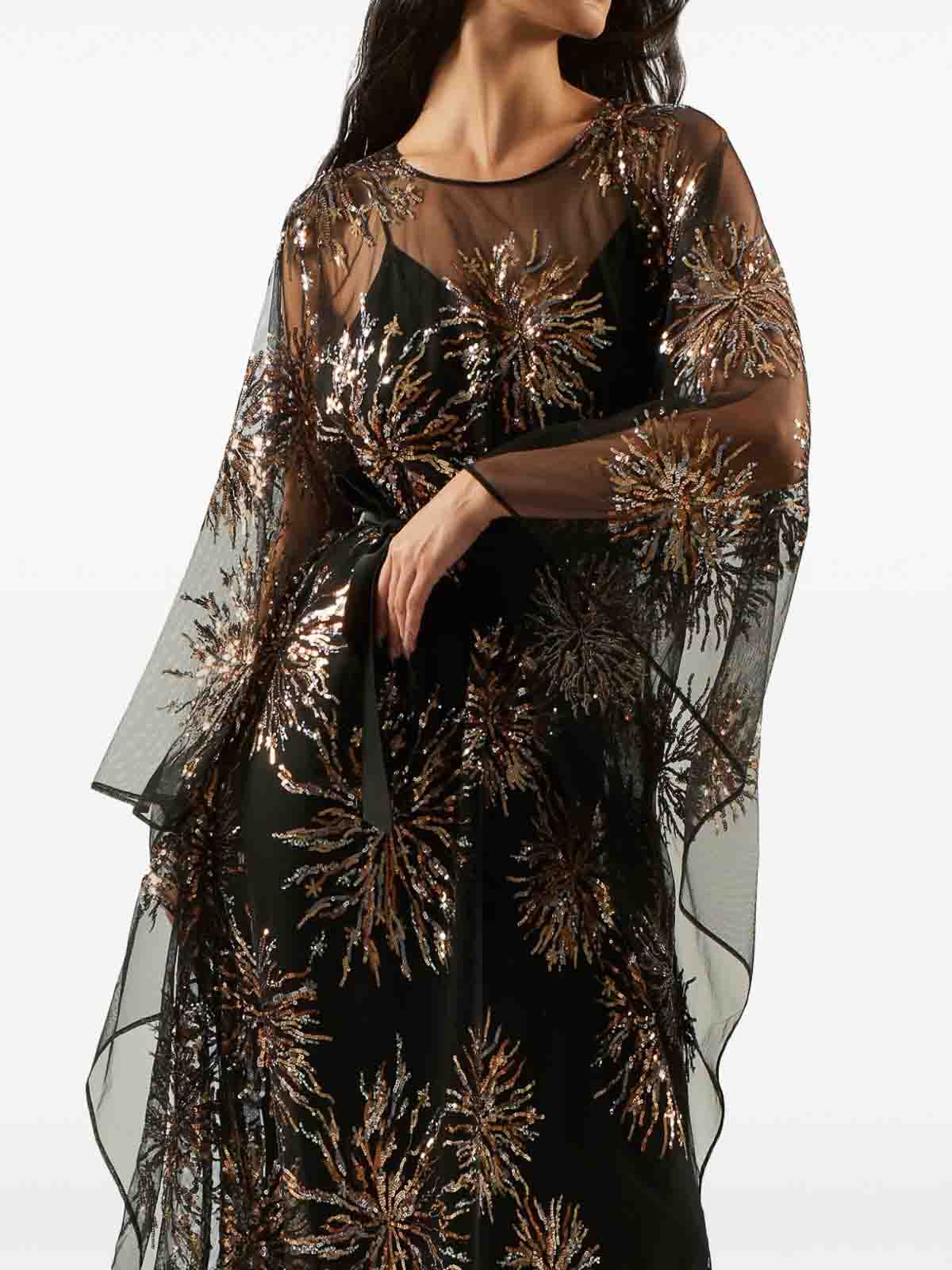 Taller Marmo Sunburst Long Sleeve Kaftan With Sequin Embellishment In Multi