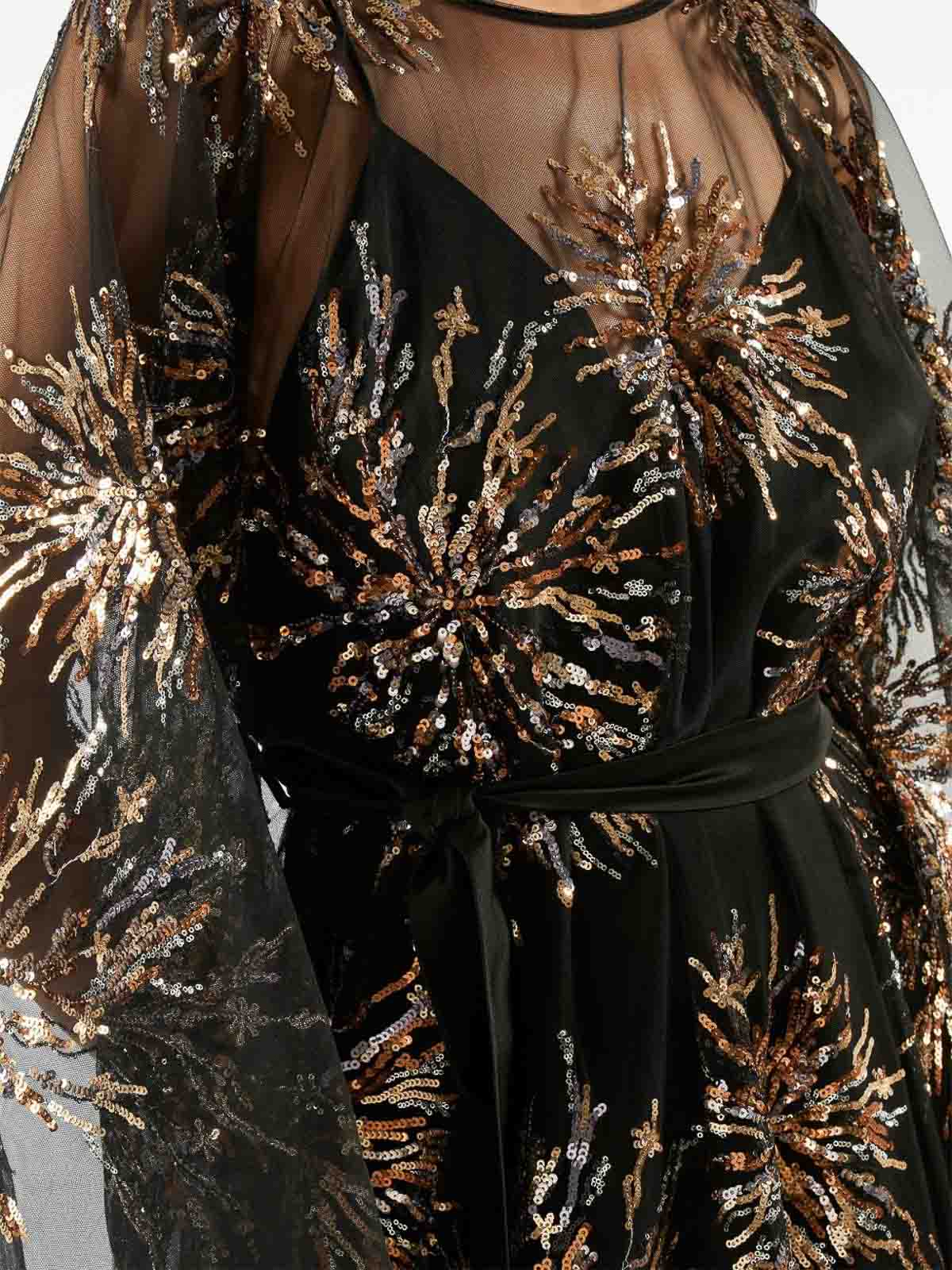 Taller Marmo Sunburst Long Sleeve Kaftan With Sequin Embellishment In Multi