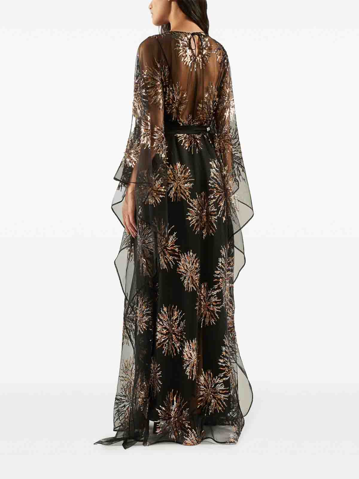 Taller Marmo Sunburst Long Sleeve Kaftan With Sequin Embellishment In Multi