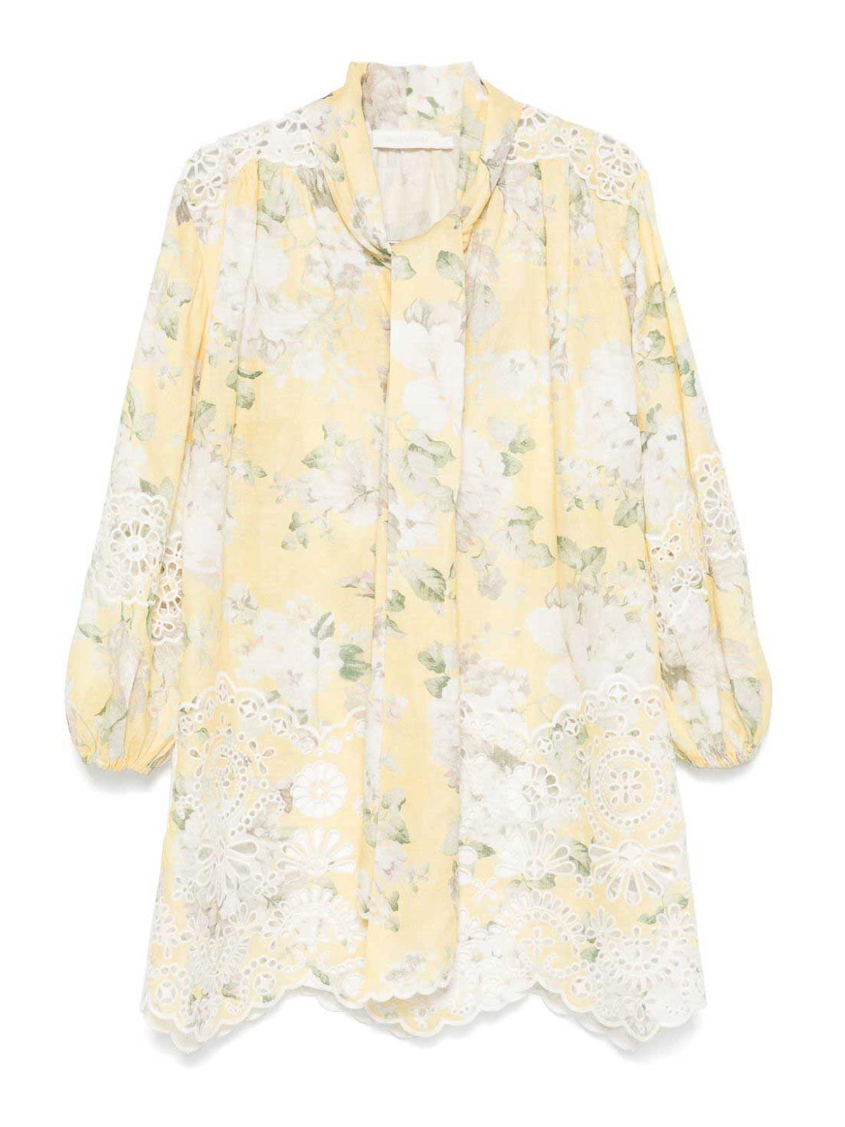 Zimmermann Acacia Linen Mini Dress In Yellow