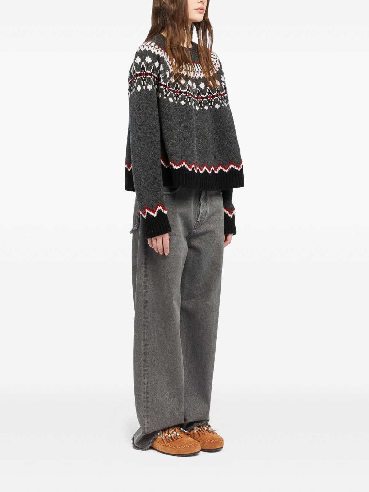 Alanui Cozy Winter Wool Crewneck Sweater In Gray
