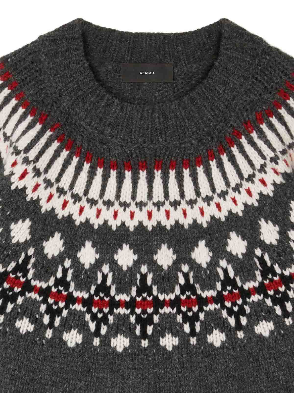 Alanui Cozy Winter Wool Crewneck Sweater In Gray