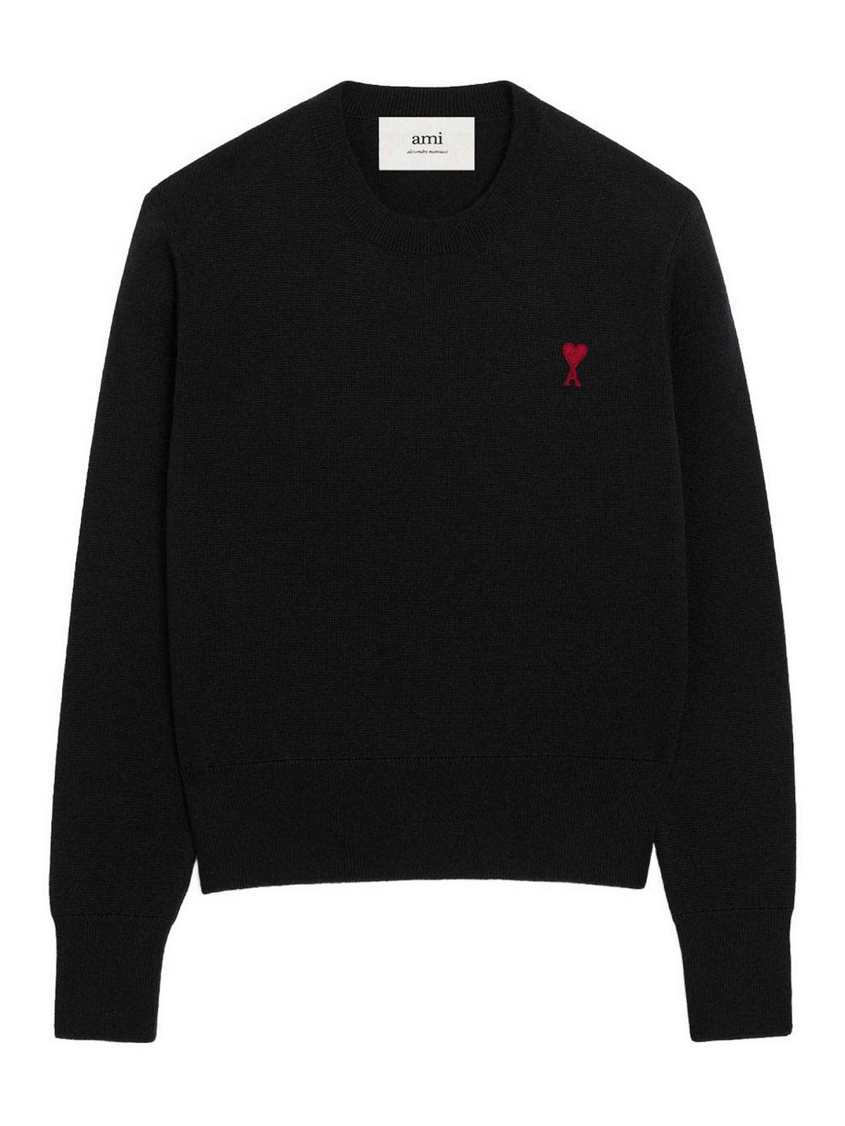 Ami Alexandre Mattiussi Ami De Coeur Wool Sweater In Black