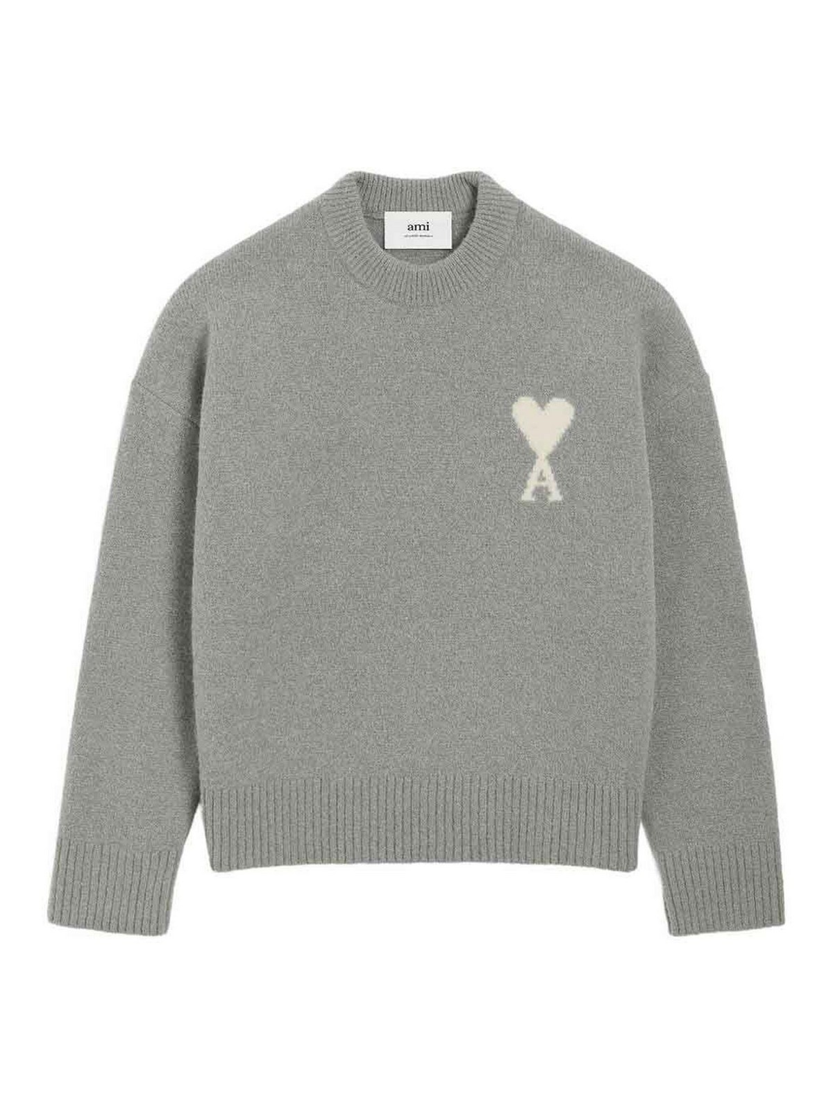 Ami Alexandre Mattiussi Ami De Coeur Wool Jumper In Gray