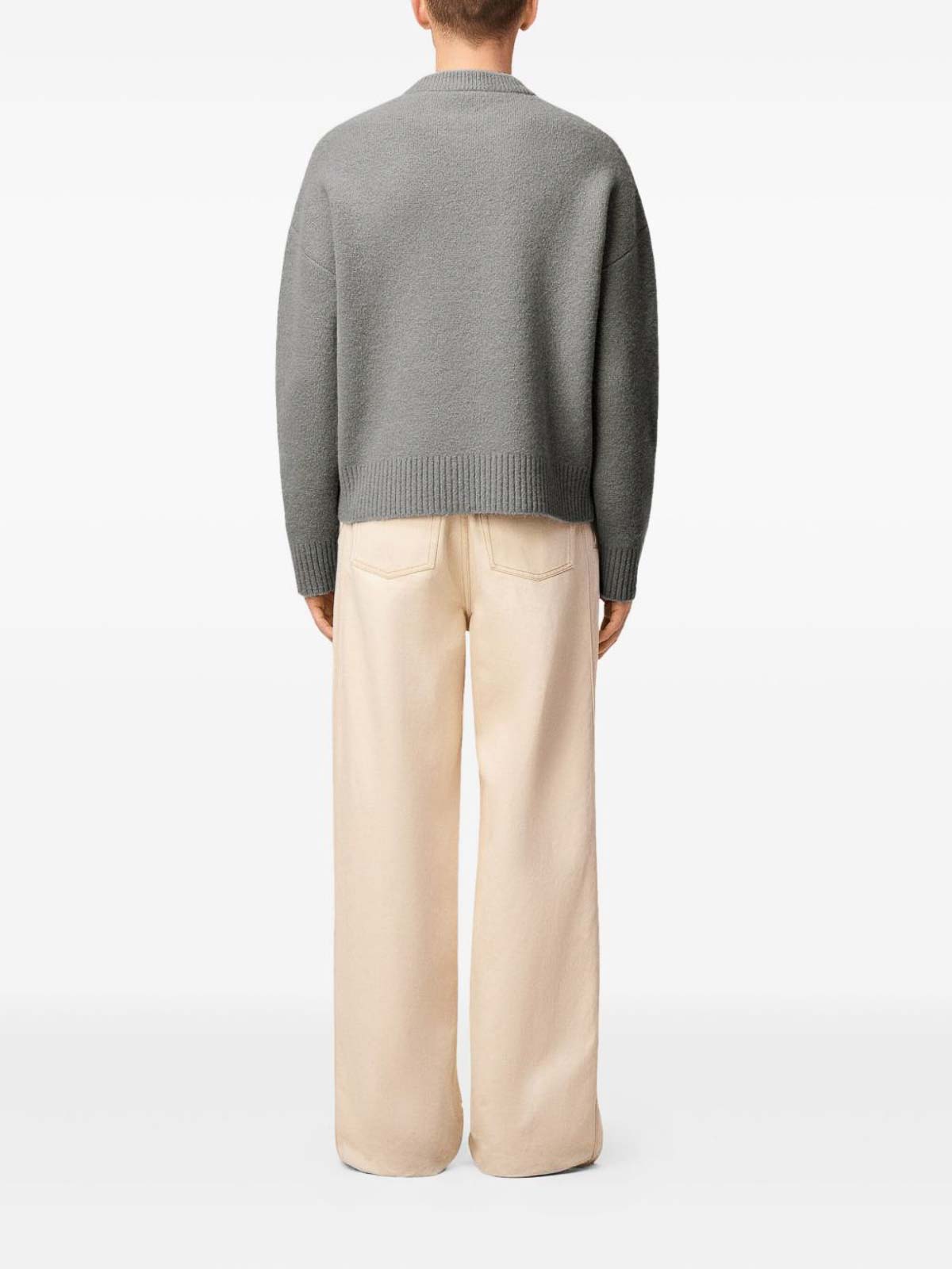 Ami Alexandre Mattiussi Grey Alpaca Ami De Coeur Crewneck Sweater Grey In Gray