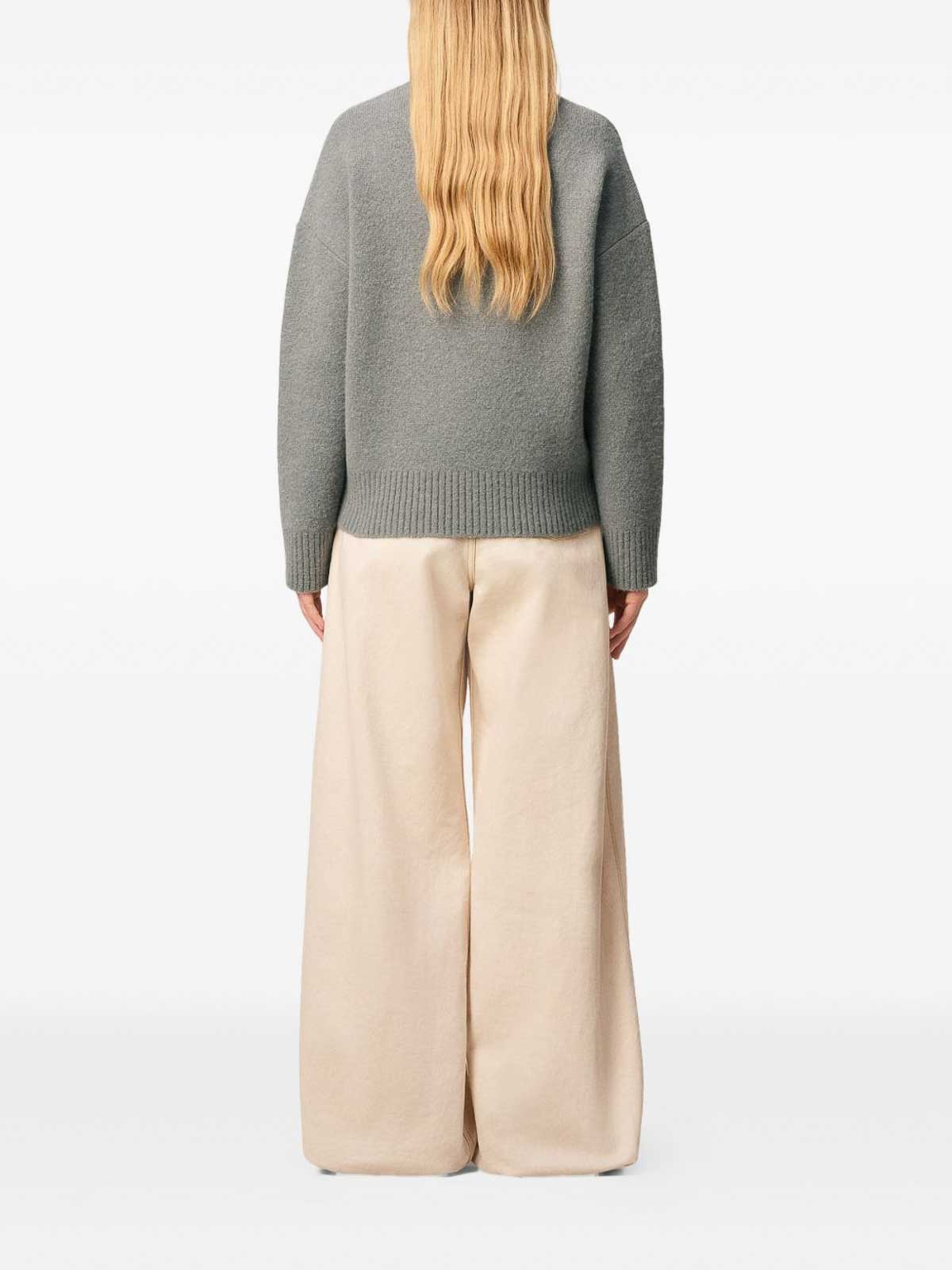 Ami Alexandre Mattiussi Grey Alpaca Ami De Coeur Crewneck Sweater Grey In Gray