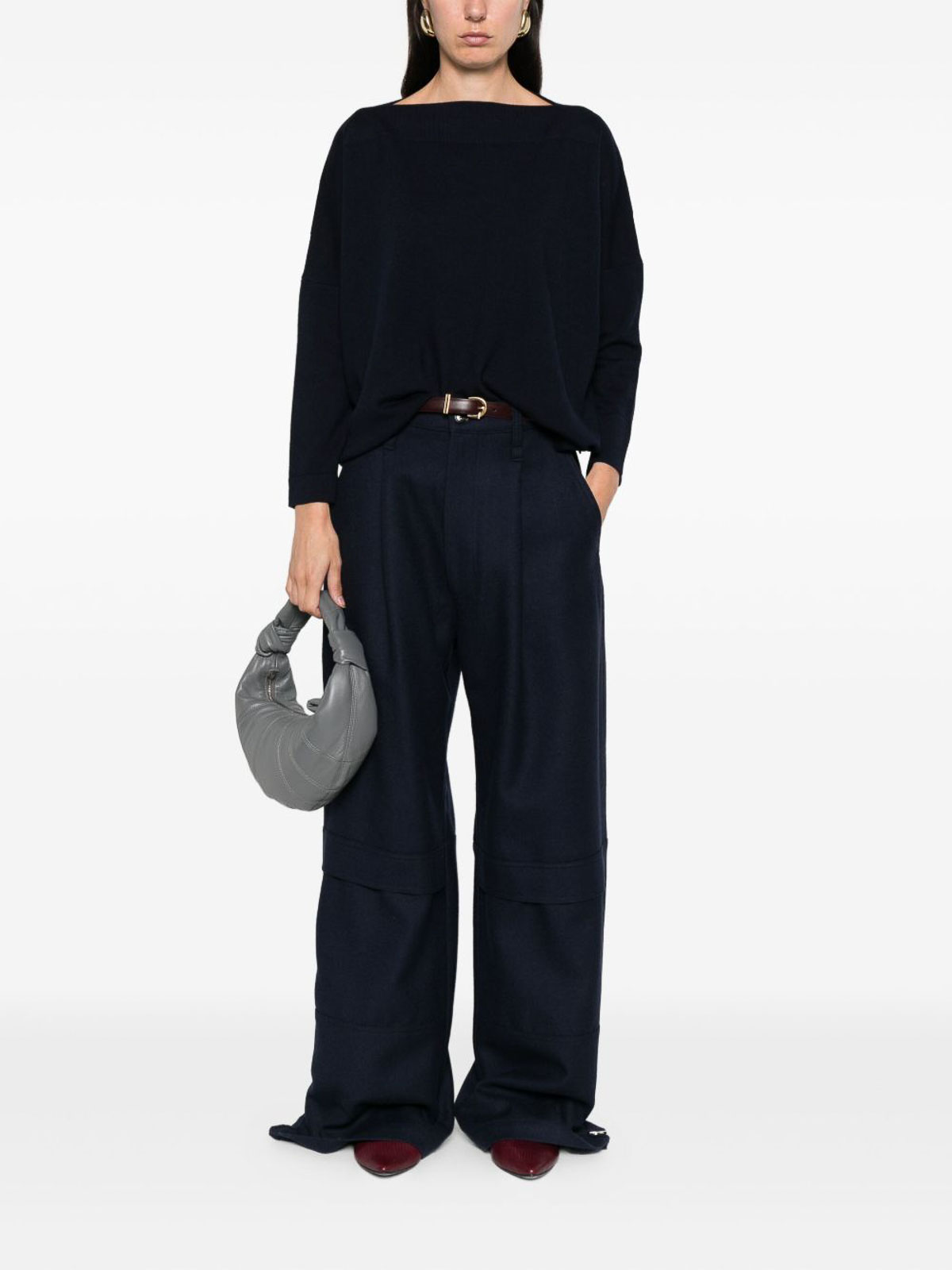 Daniela Gregis Wool Boat-neck Sweater In Black