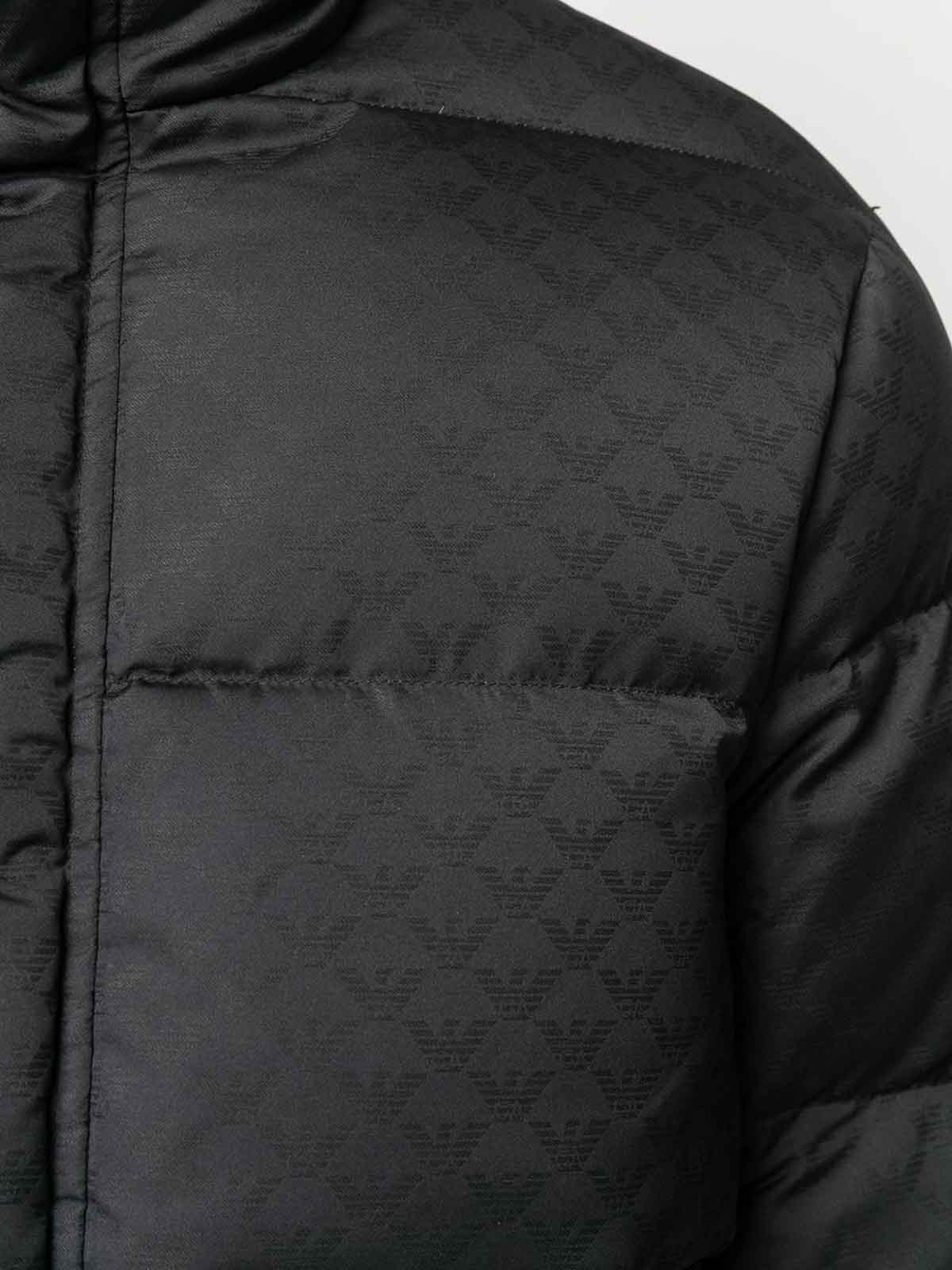 Emporio Armani Nylon Short Down Jacket In Black