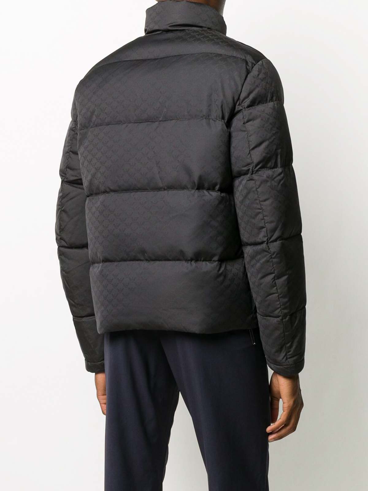Emporio Armani Nylon Short Down Jacket In Black
