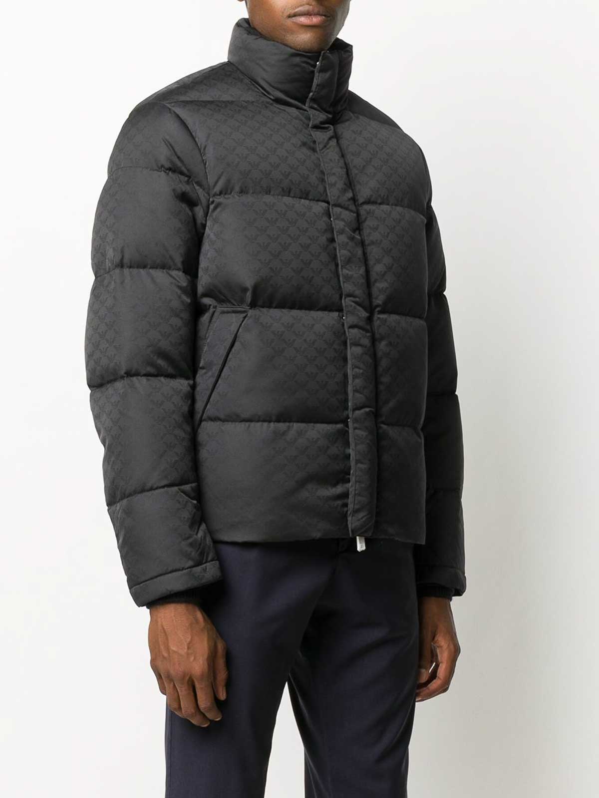 Emporio Armani Nylon Short Down Jacket In Black