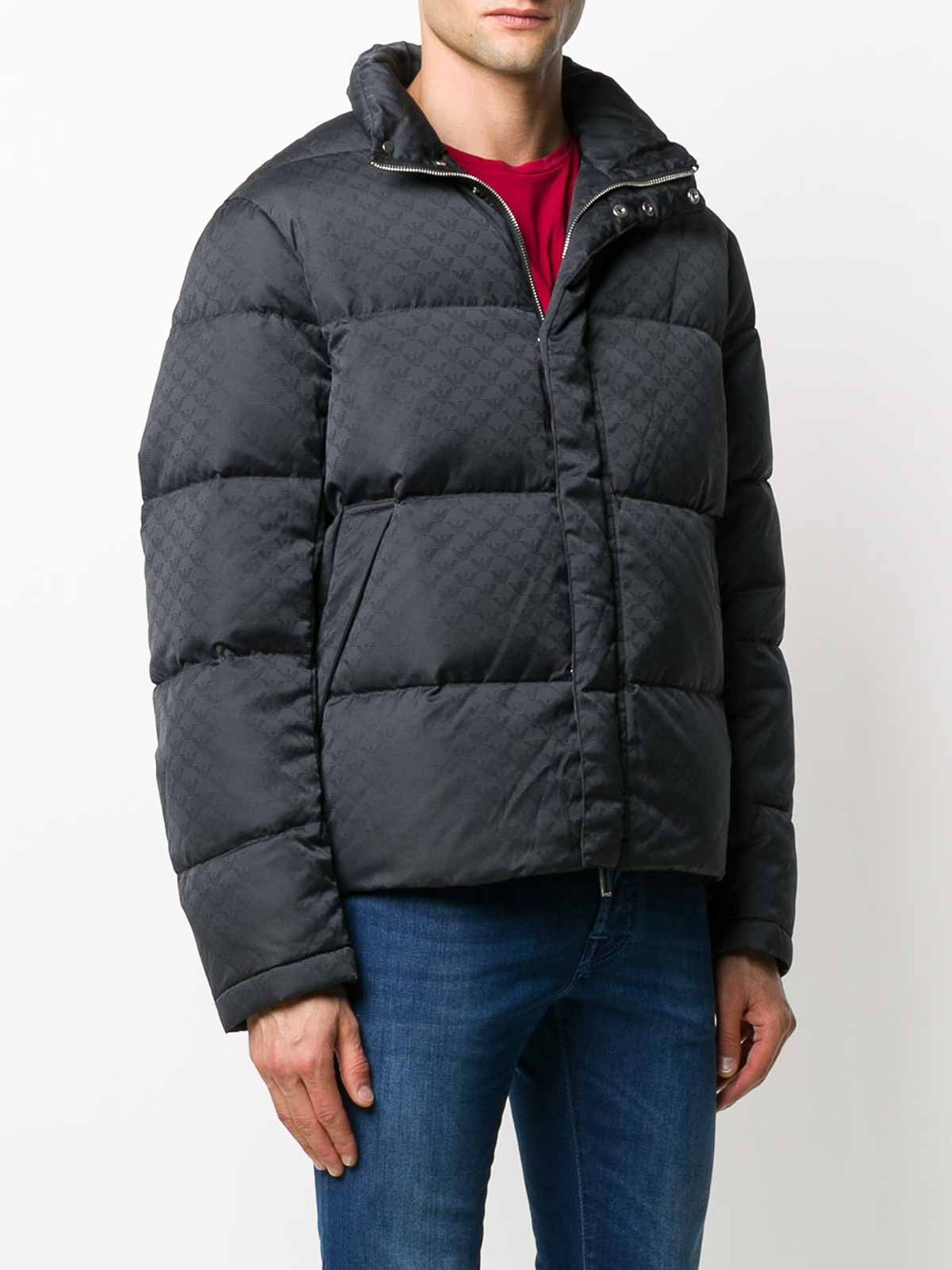 Emporio Armani Nylon Short Down Jacket In Black