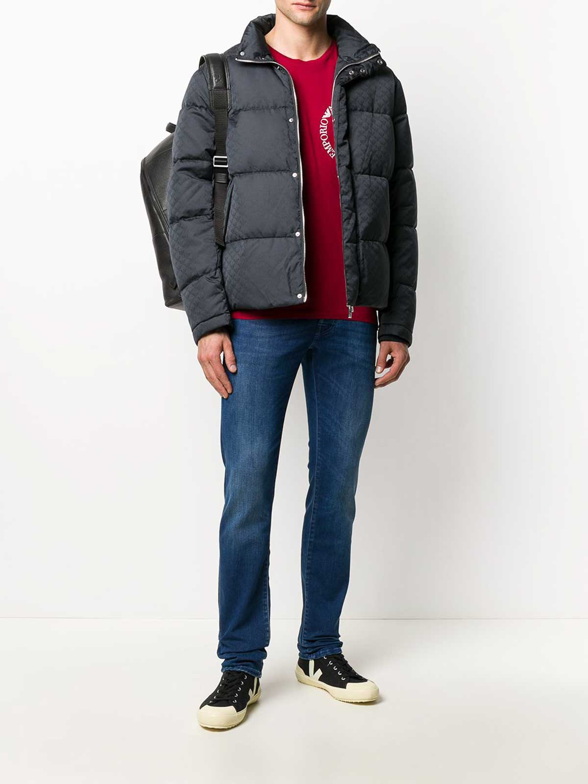 Emporio Armani Nylon Short Down Jacket In Black