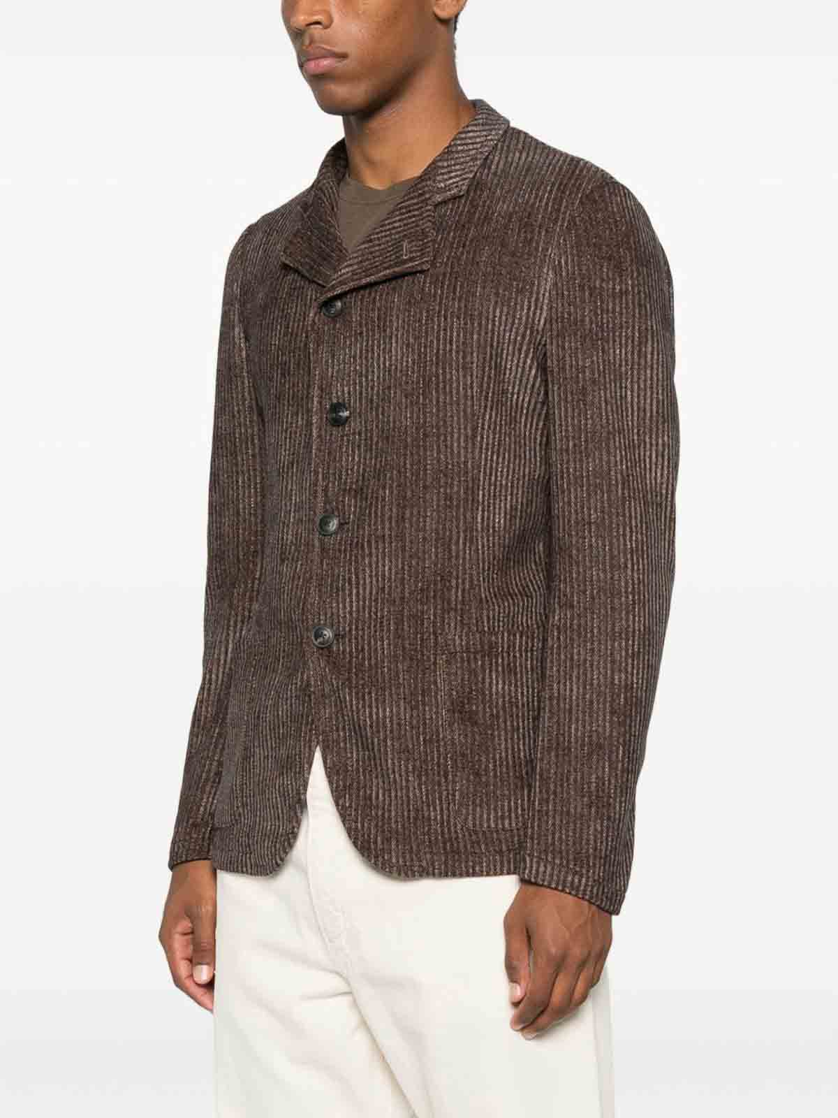 Emporio Armani Single-breasted Blazer Jacket Textured Finish In Brown