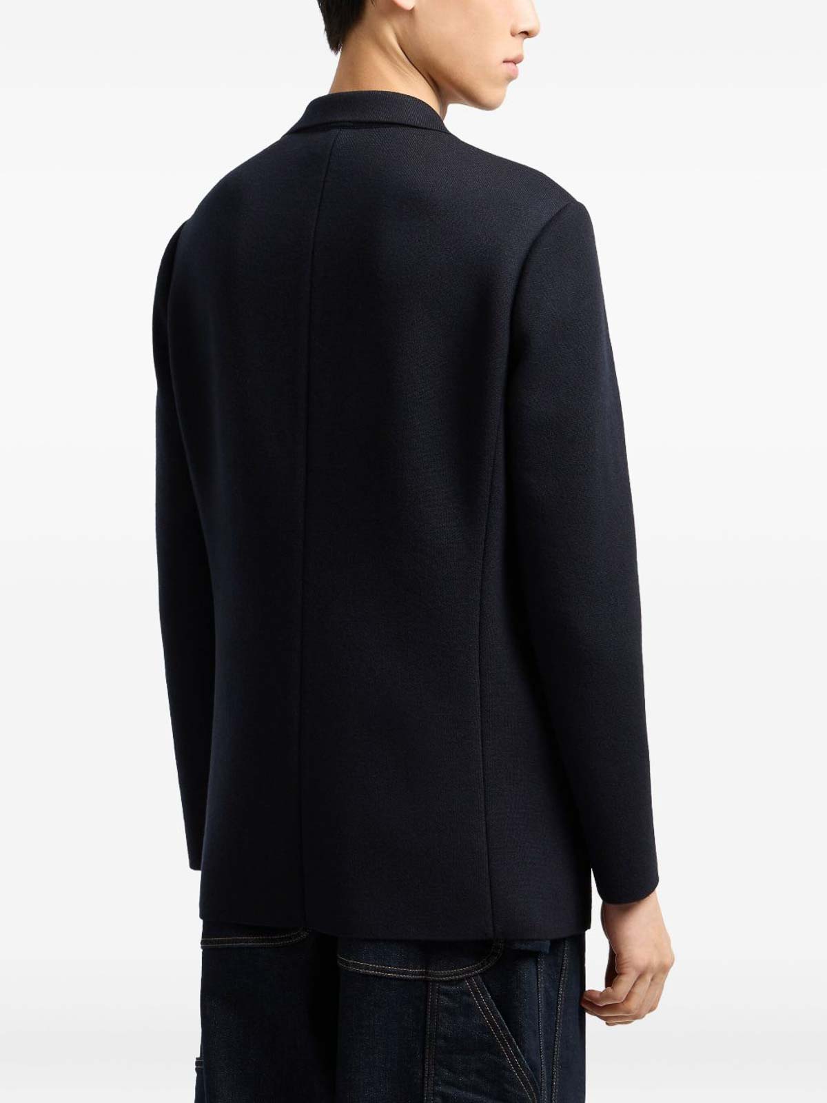 Emporio Armani Double-breasted Blazer In A Twill Bull Fabric In Black