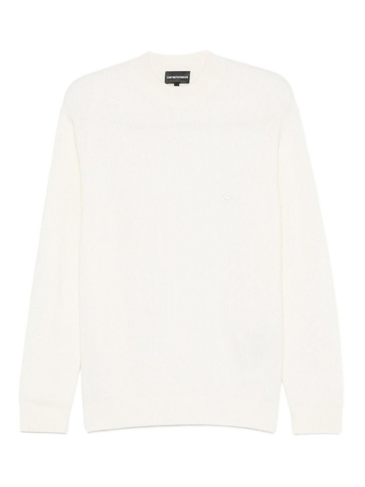Emporio Armani Wool Crewneck Jumper In White