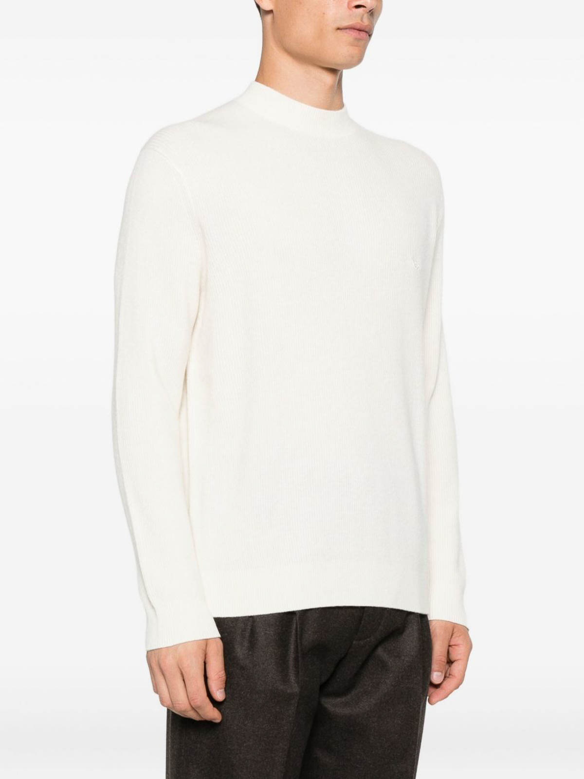 Emporio Armani Wool Crewneck Jumper In White