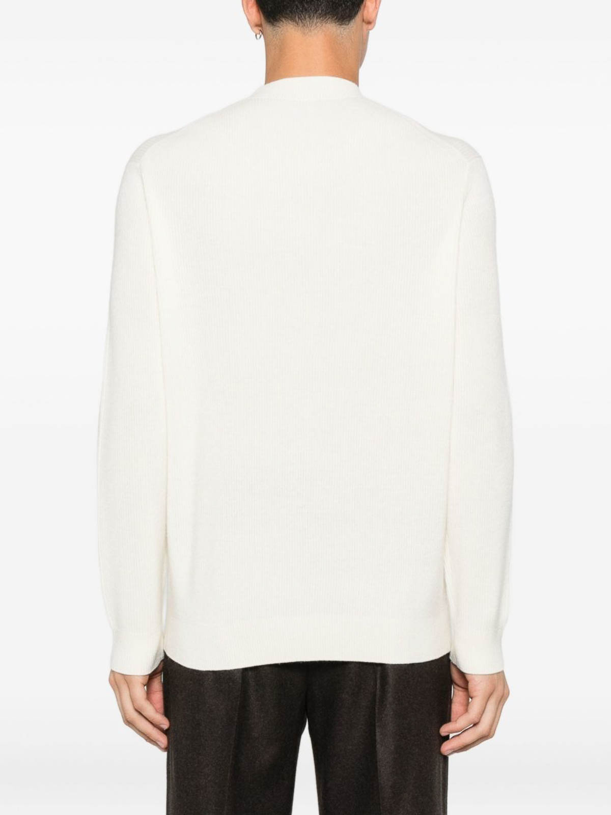 Emporio Armani Wool Crewneck Jumper In White