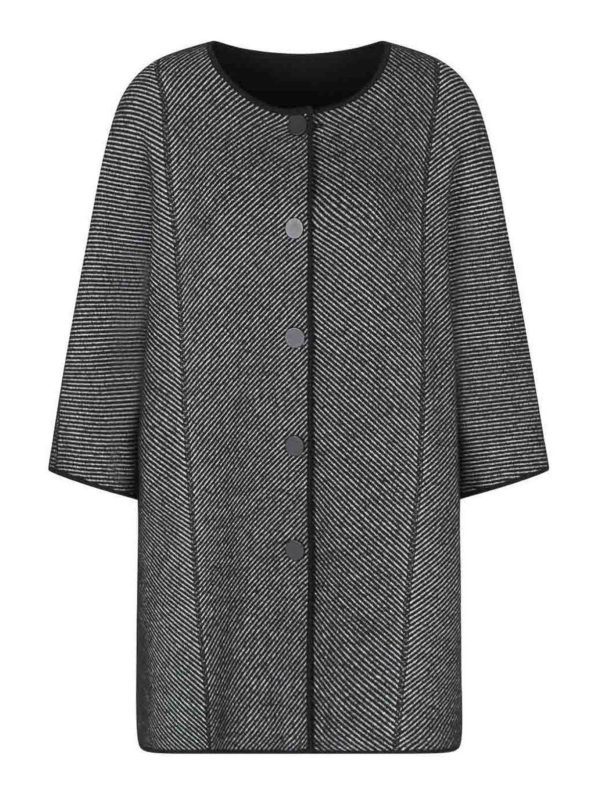 Emporio Armani Wool Midi Coat In Black