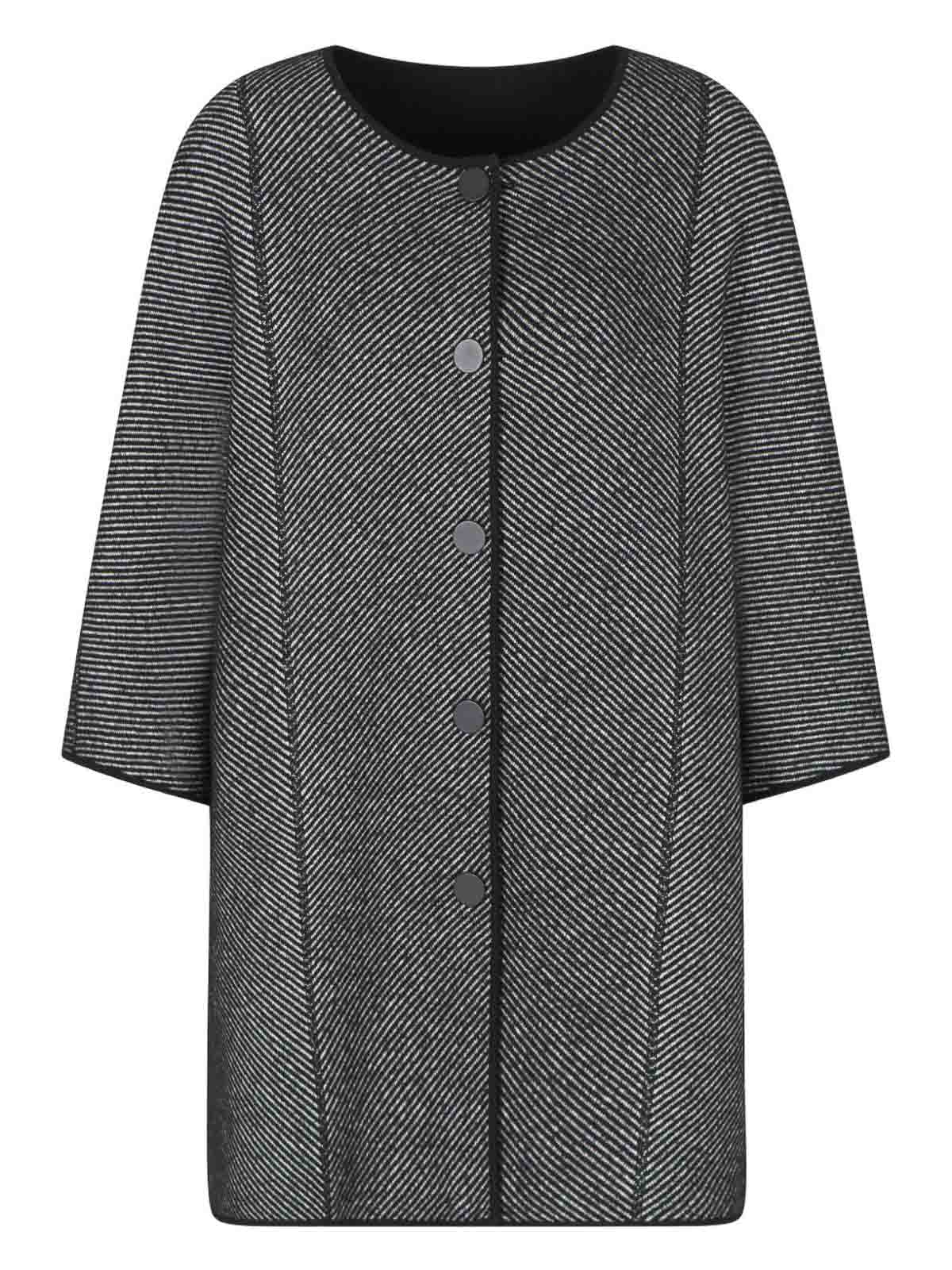 Emporio Armani Wool Midi Coat In Black