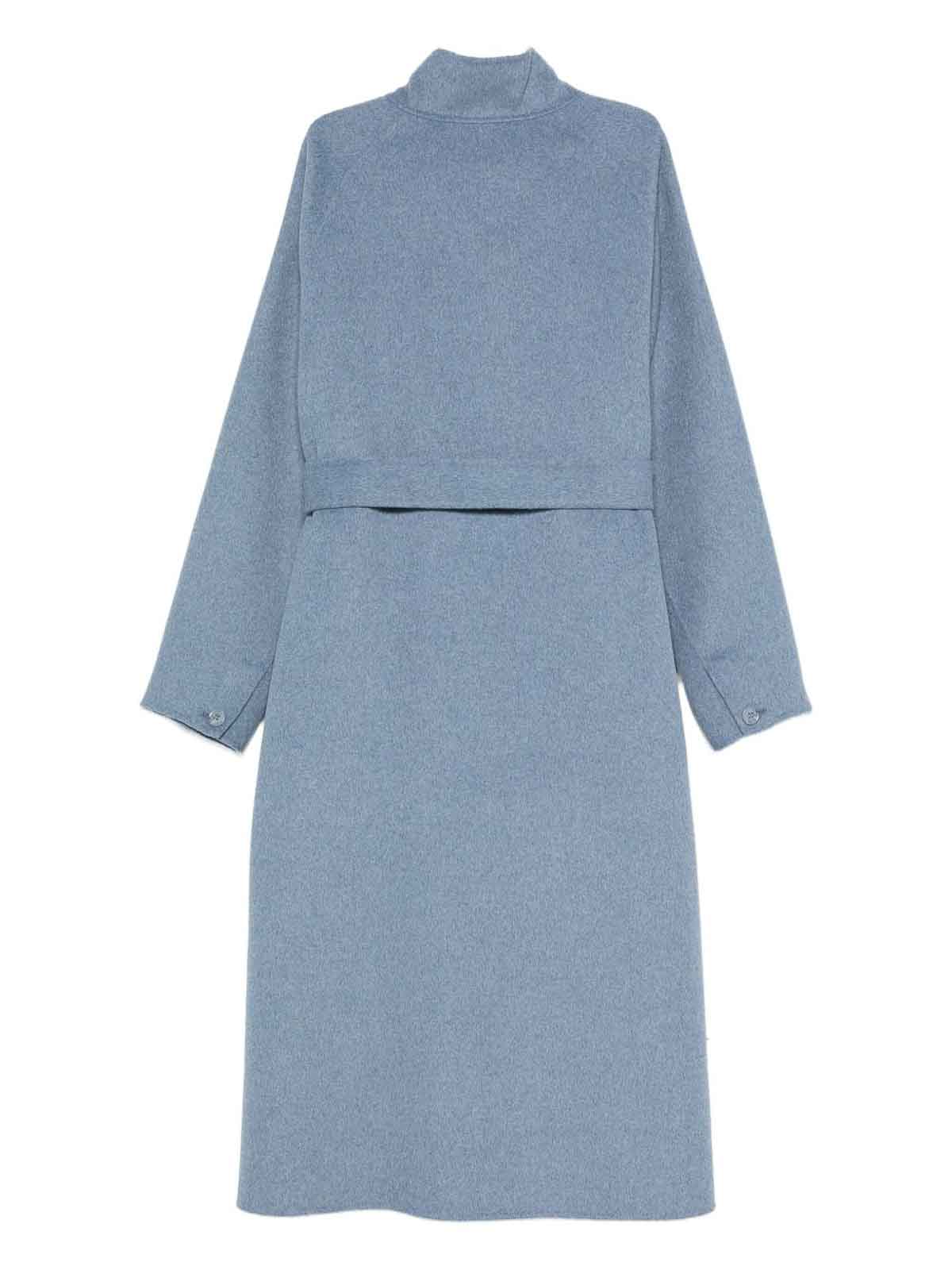 Emporio Armani Wool Blend Coat In Blue