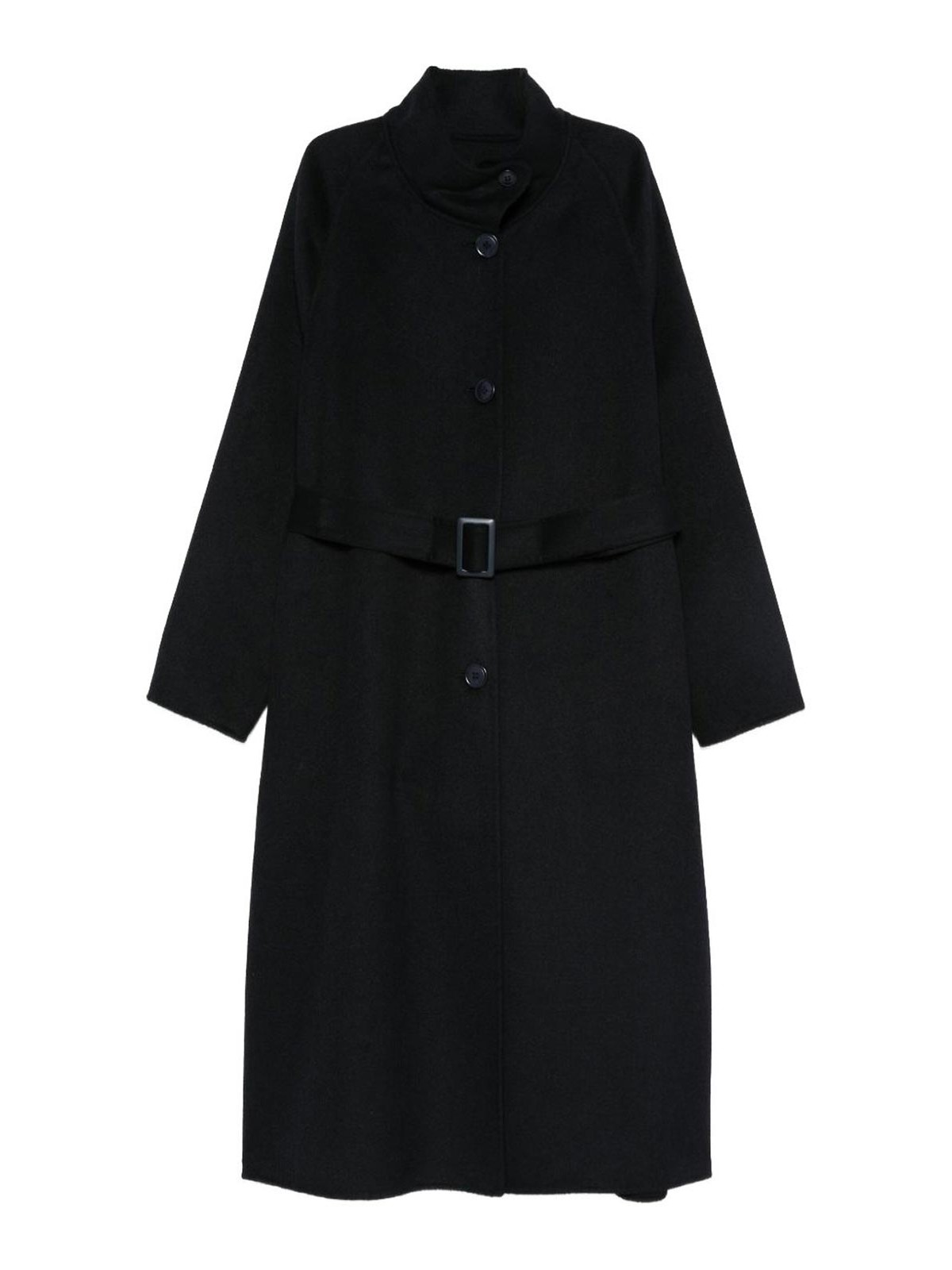 Emporio Armani Wool Blend Coat In Black