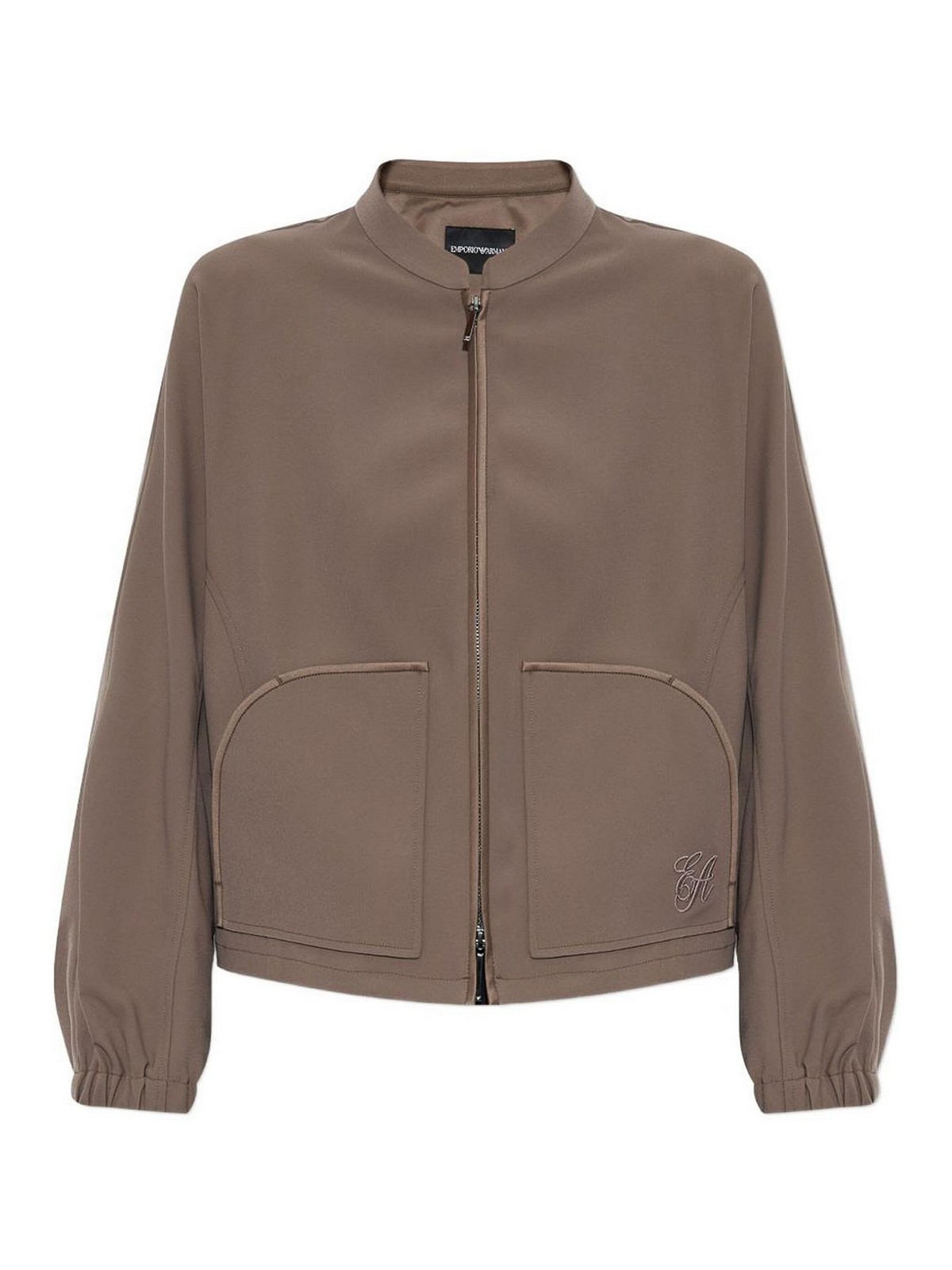 Emporio Armani Zipped Blouson Jacket In Gray