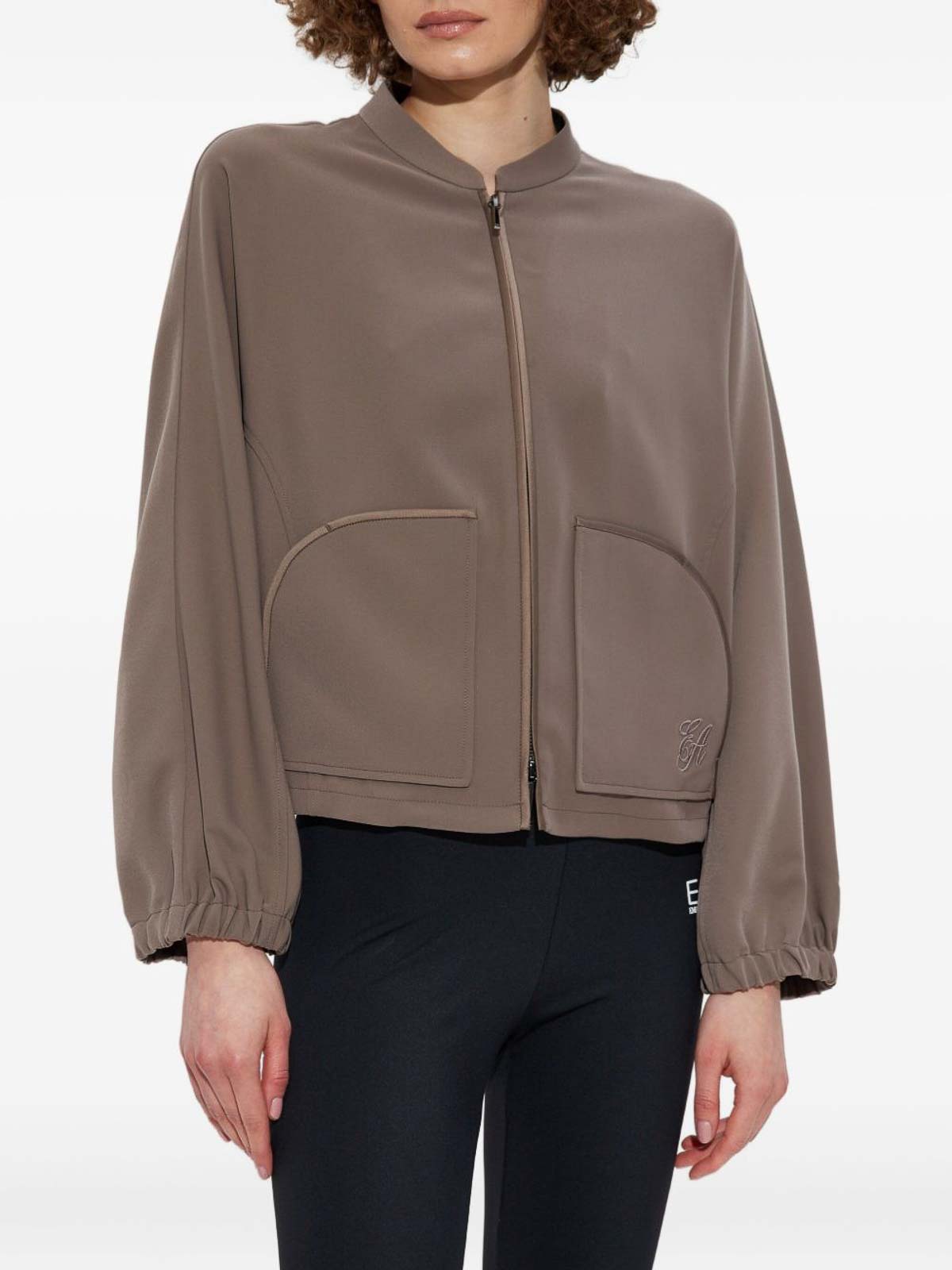 Emporio Armani Zipped Blouson Jacket In Gray