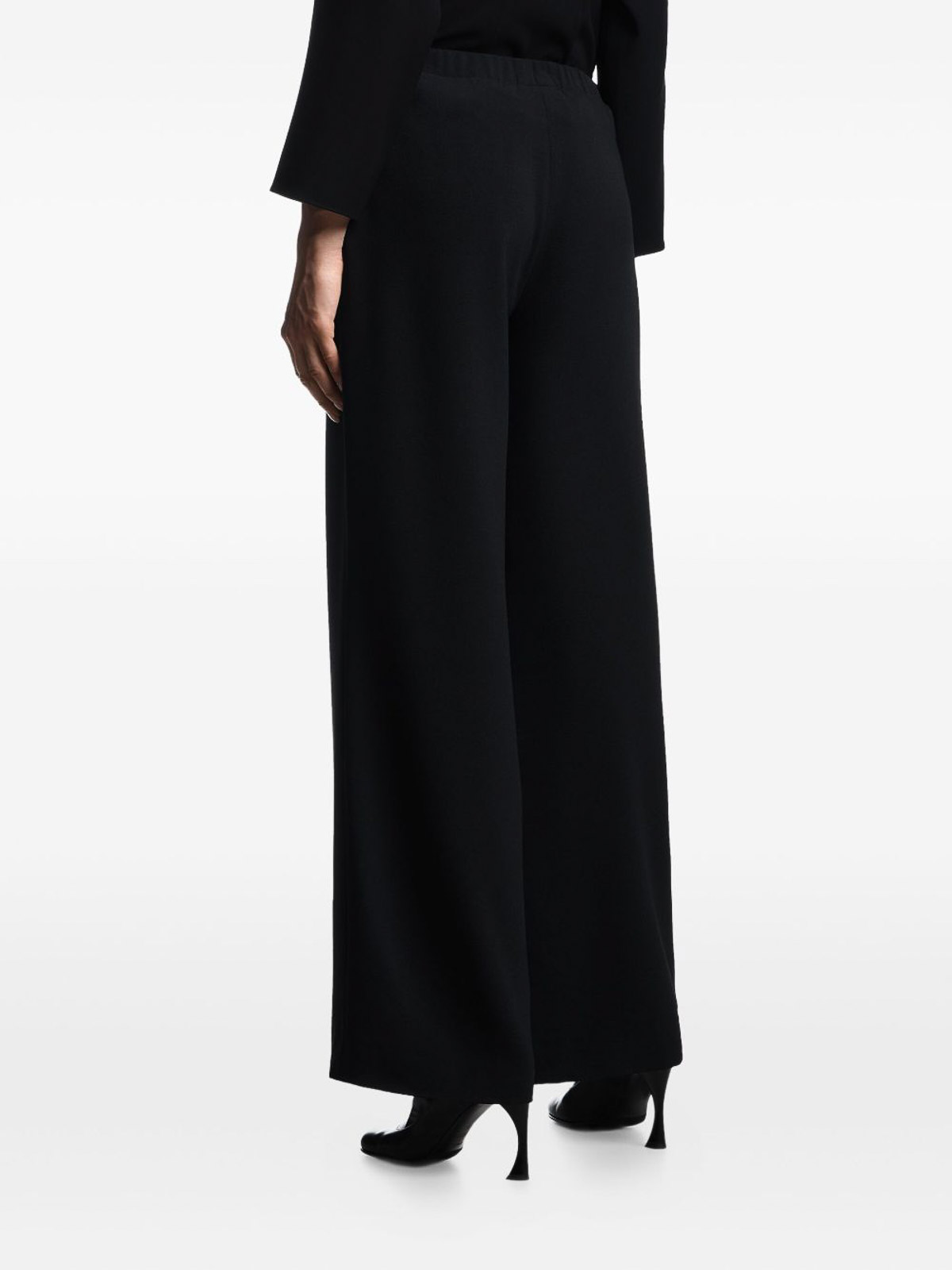 Emporio Armani Cotton Blend Trousers With Elastic Waistband In Black
