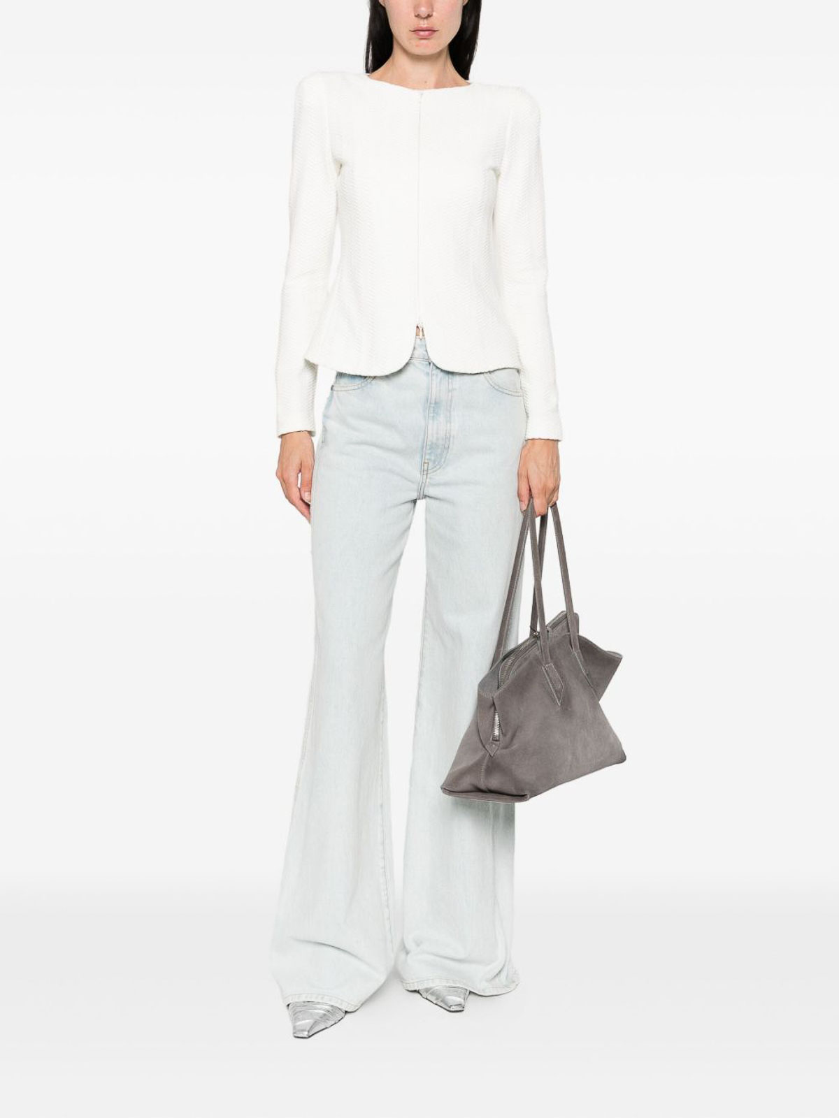 Emporio Armani Cotton Blend Blazer Jacket In White