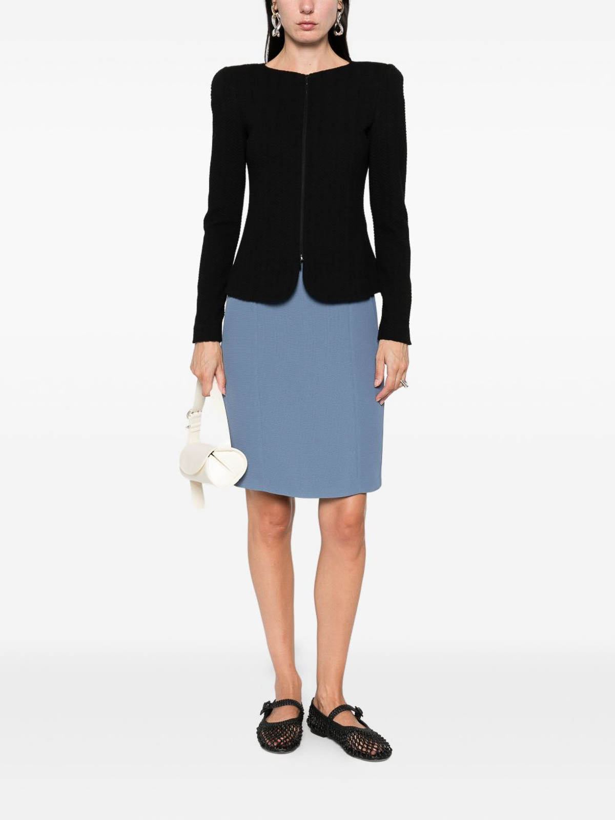 Emporio Armani Milano Stitch Shoulder Pads Jacket In Black
