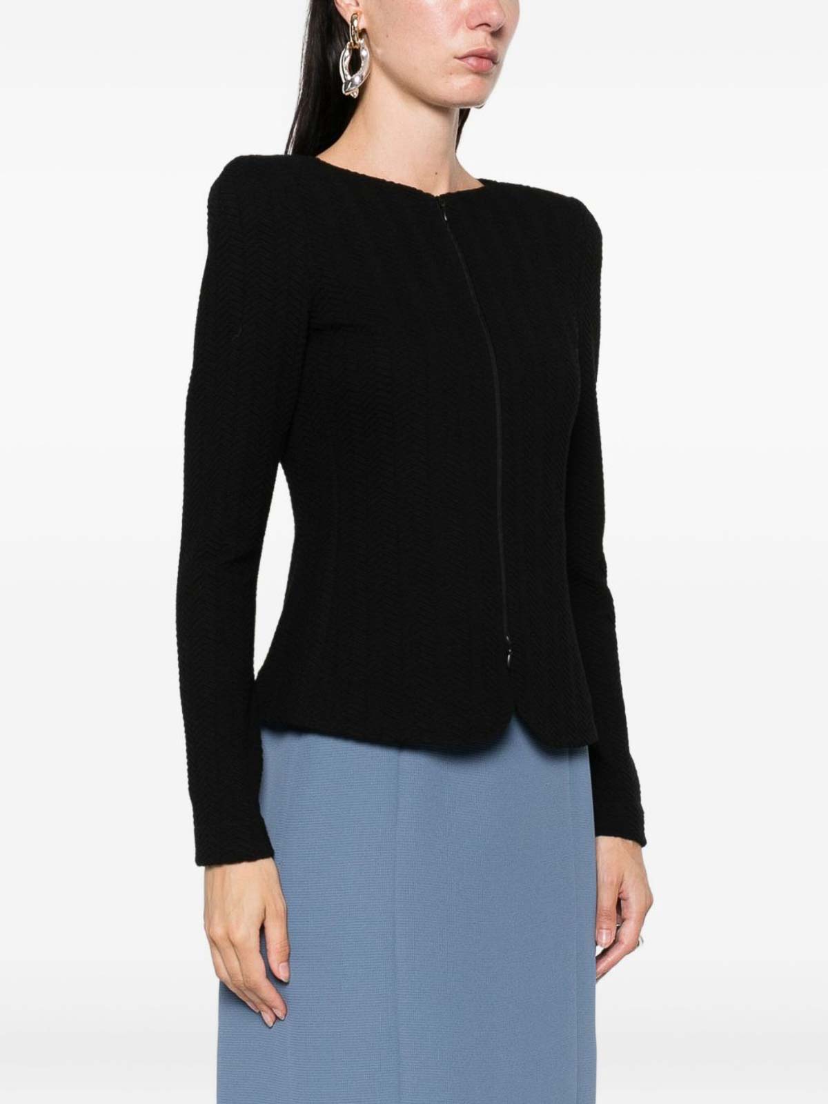 Emporio Armani Milano Stitch Shoulder Pads Jacket In Black