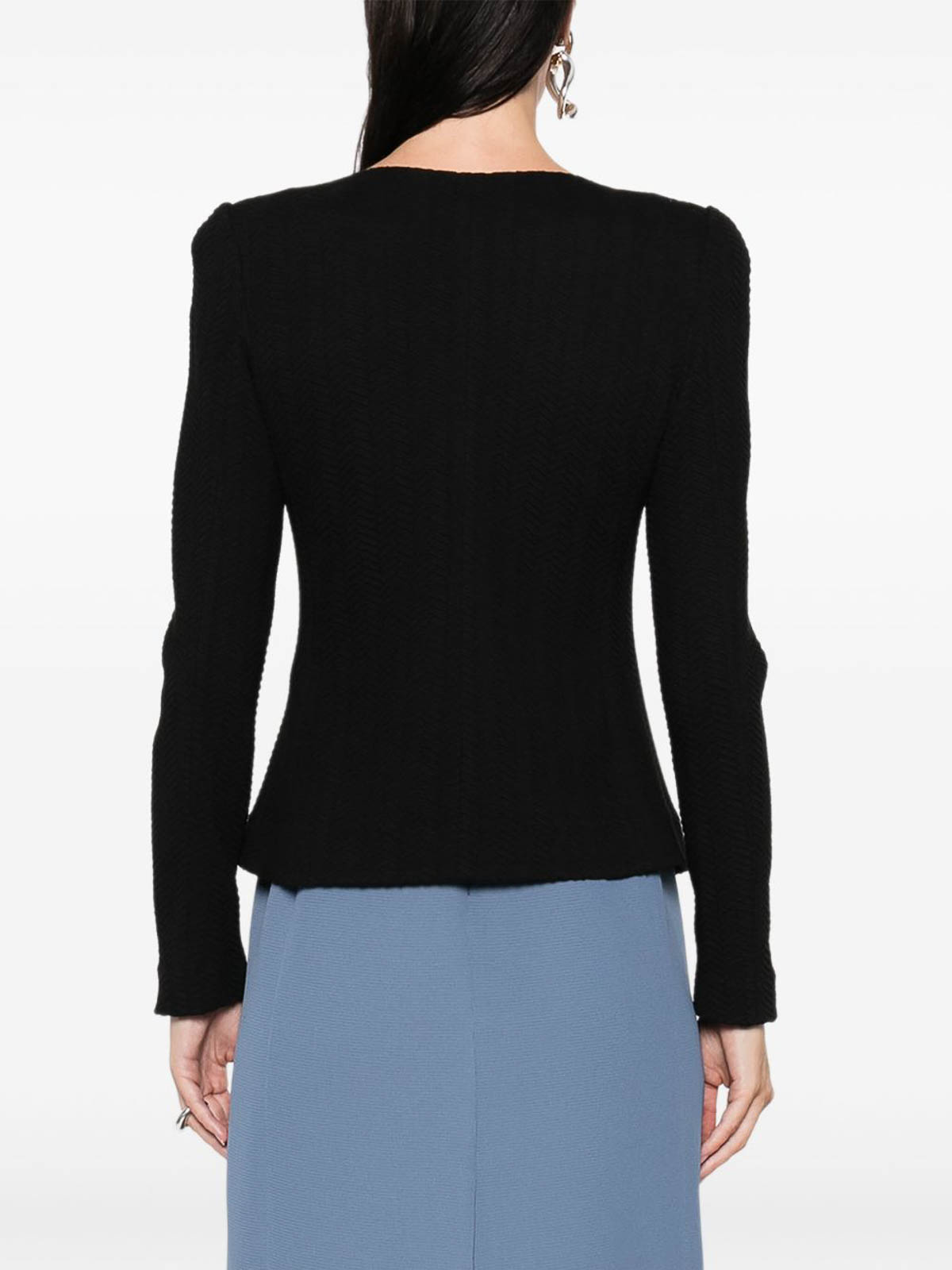 Emporio Armani Milano Stitch Shoulder Pads Jacket In Black