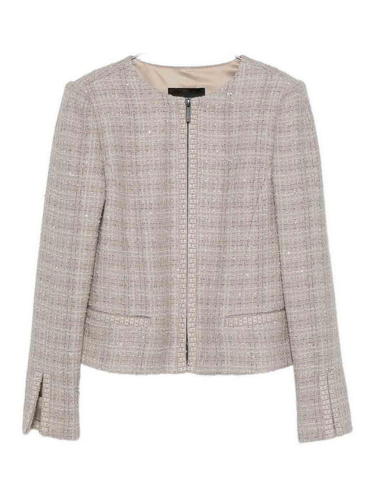Emporio Armani Tweed Sequin-embellished Jacket In Black